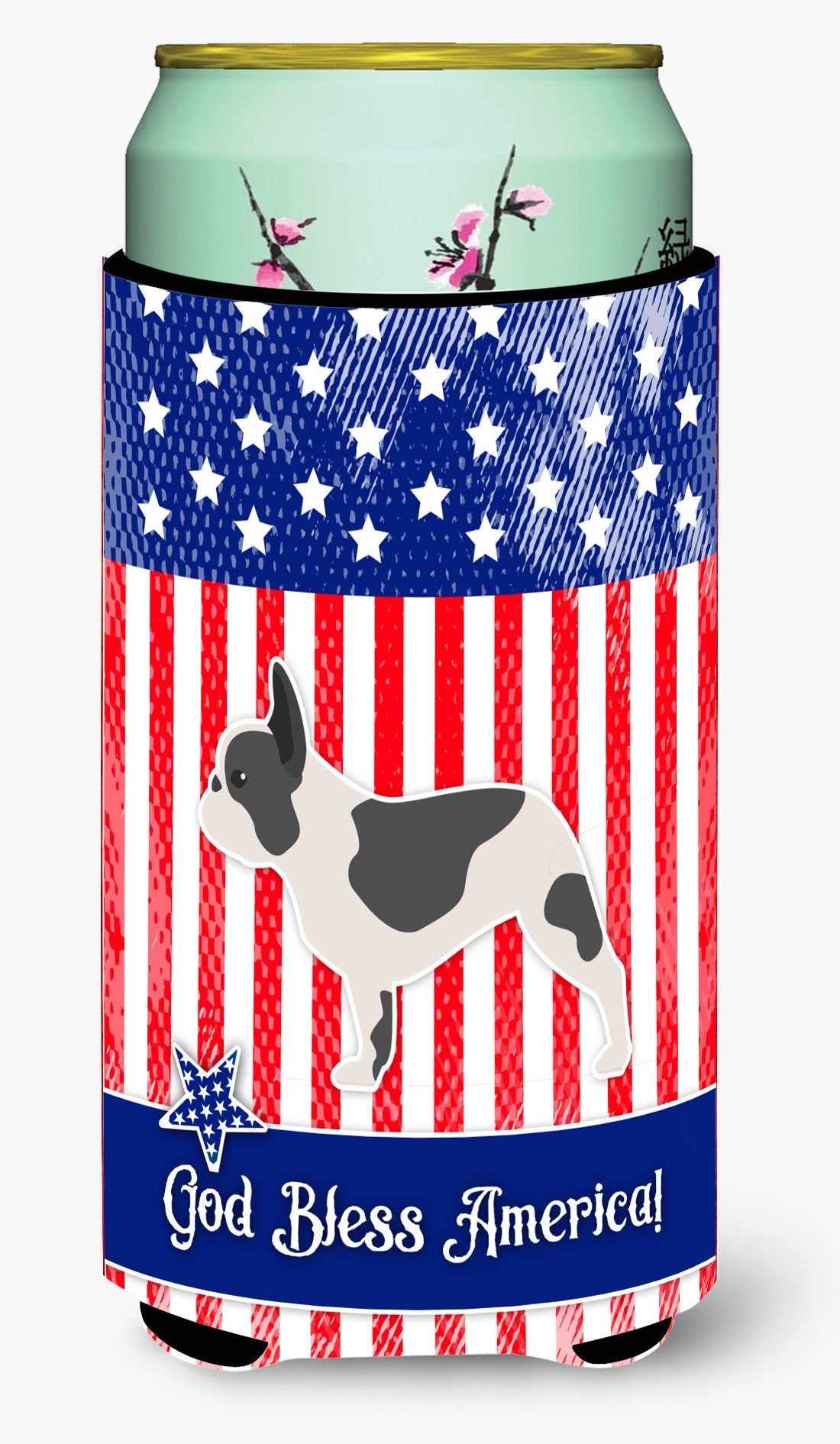 USA Patriotic French Bulldog Tall Boy Beverage Insulator Hugger BB3341TBC by Caroline's Treasures