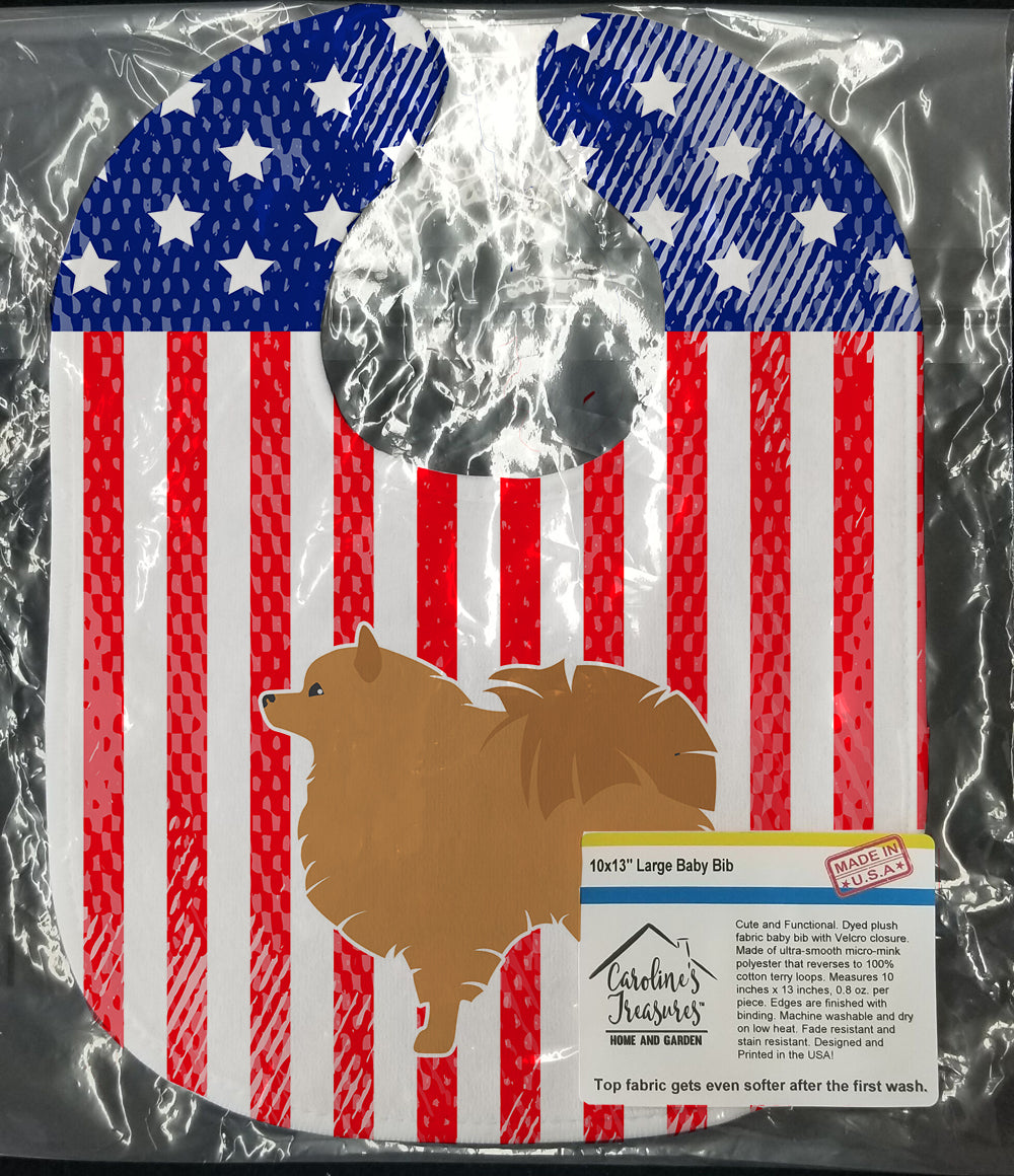 USA Patriotic Pomeranian Baby Bib BB3342BIB - the-store.com