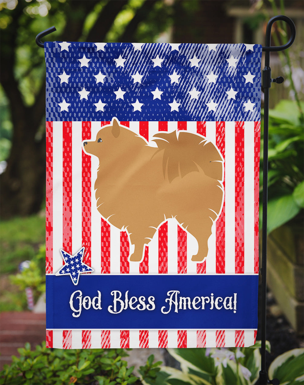 USA Patriotic Pomeranian Flag Garden Size BB3342GF