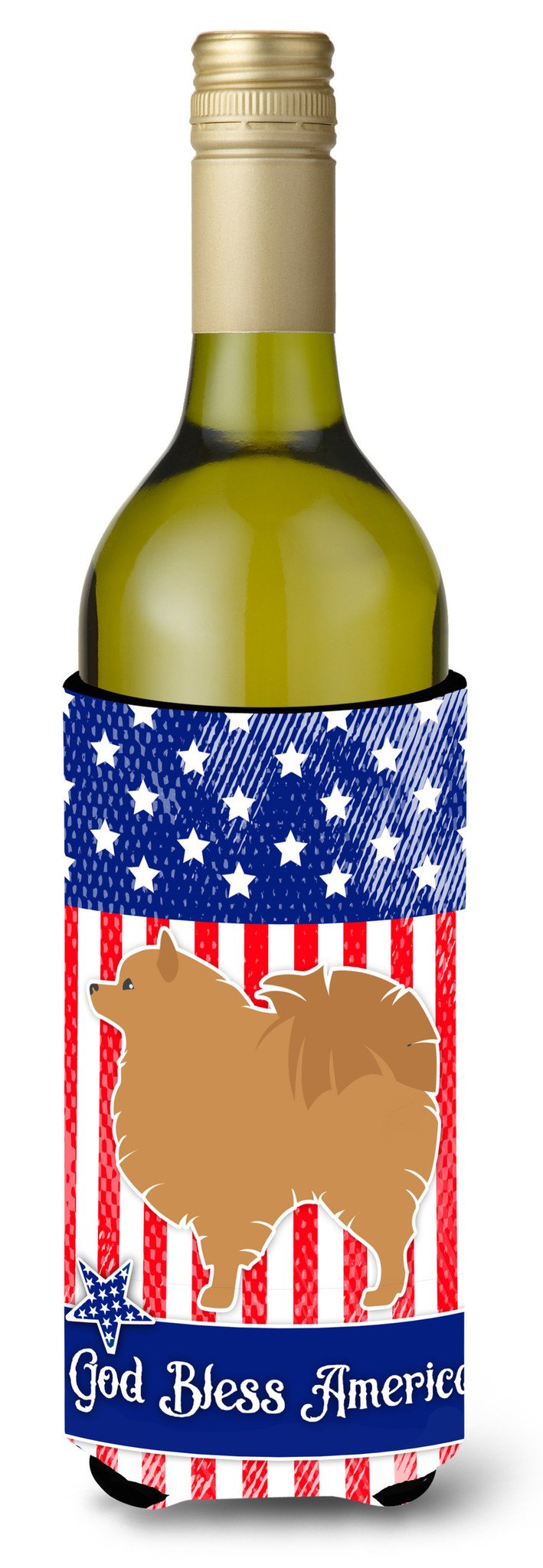USA Patriotic Pomeranian Wine Bottle Beverge Insulator Hugger BB3342LITERK by Caroline&#39;s Treasures