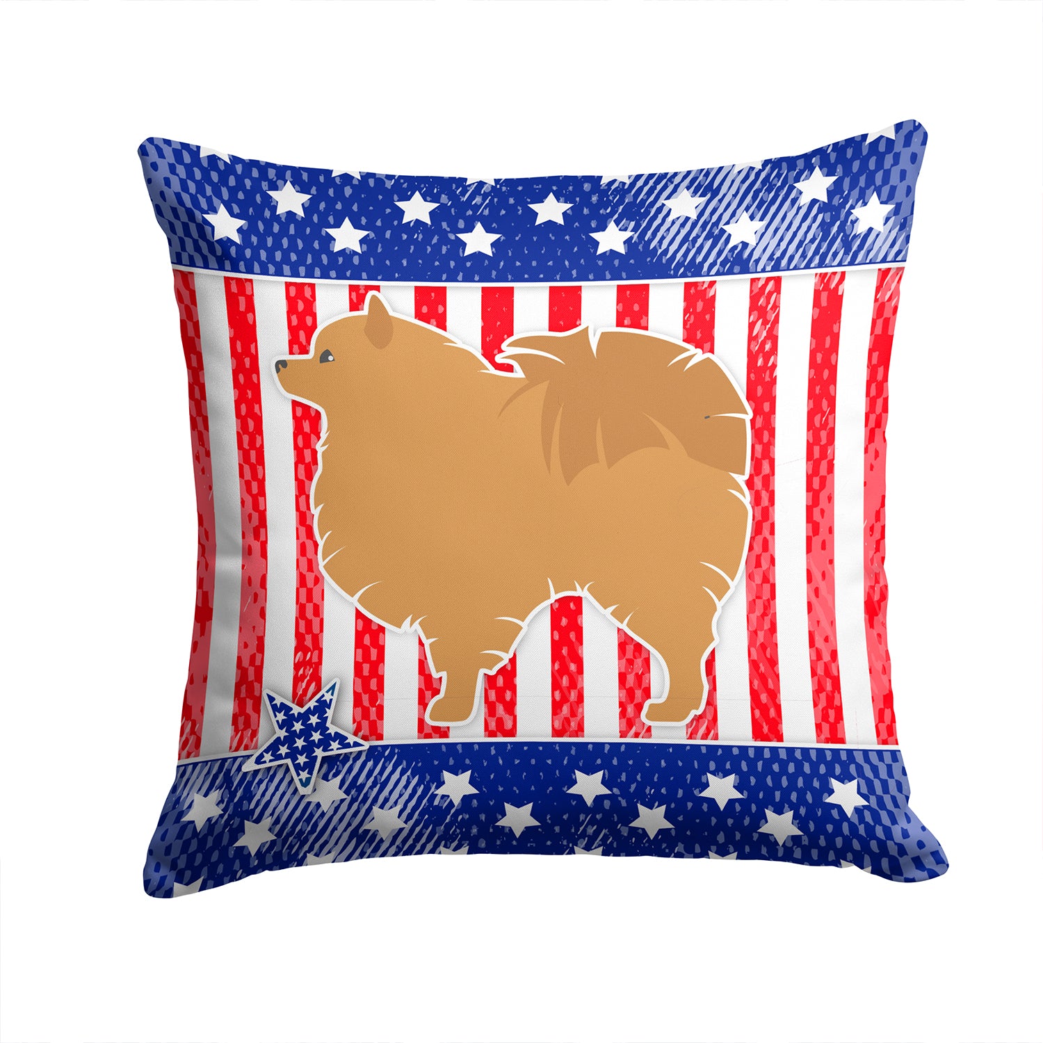 USA Patriotic Pomeranian Fabric Decorative Pillow BB3342PW1414 - the-store.com