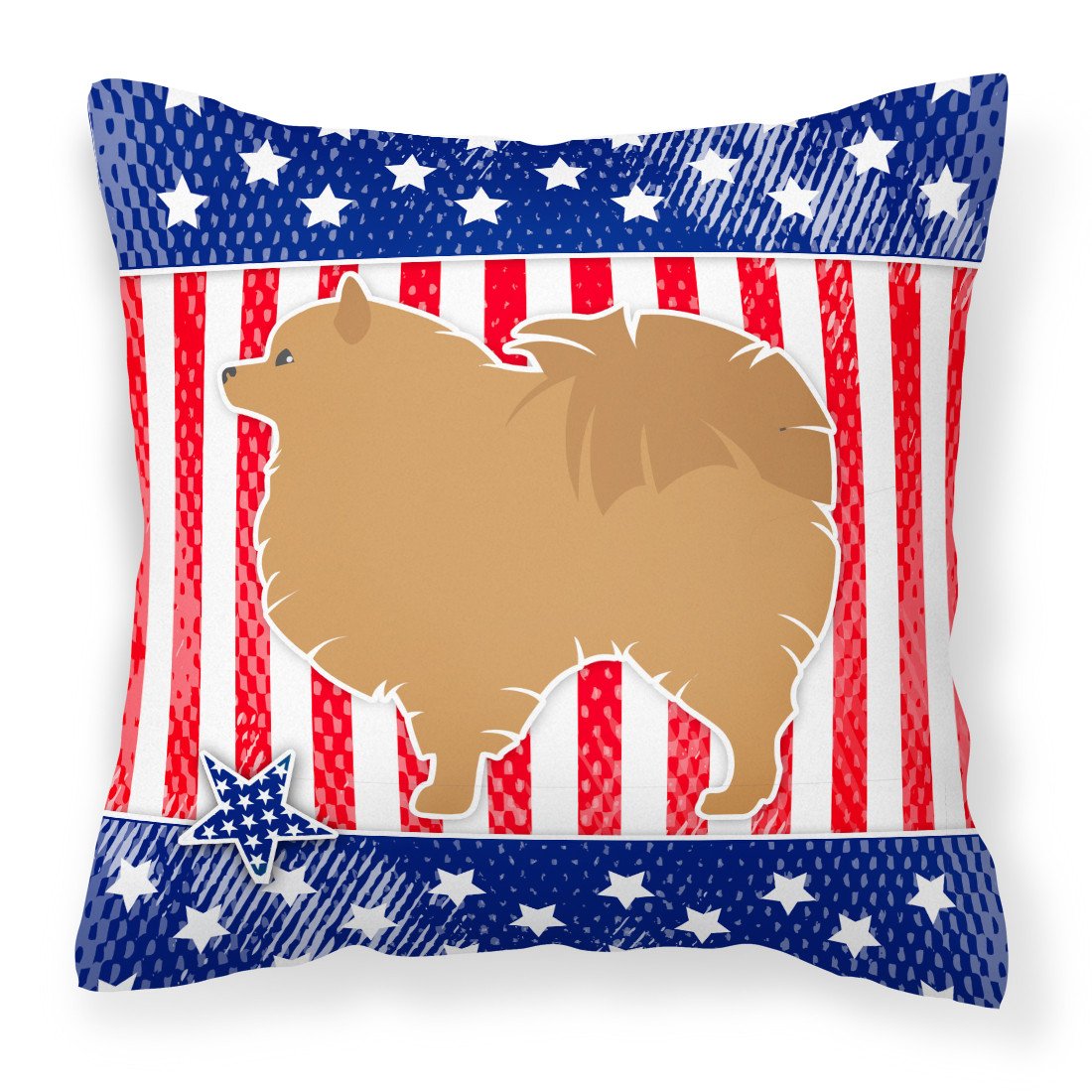 USA Patriotic Pomeranian Fabric Decorative Pillow BB3342PW1818 by Caroline's Treasures