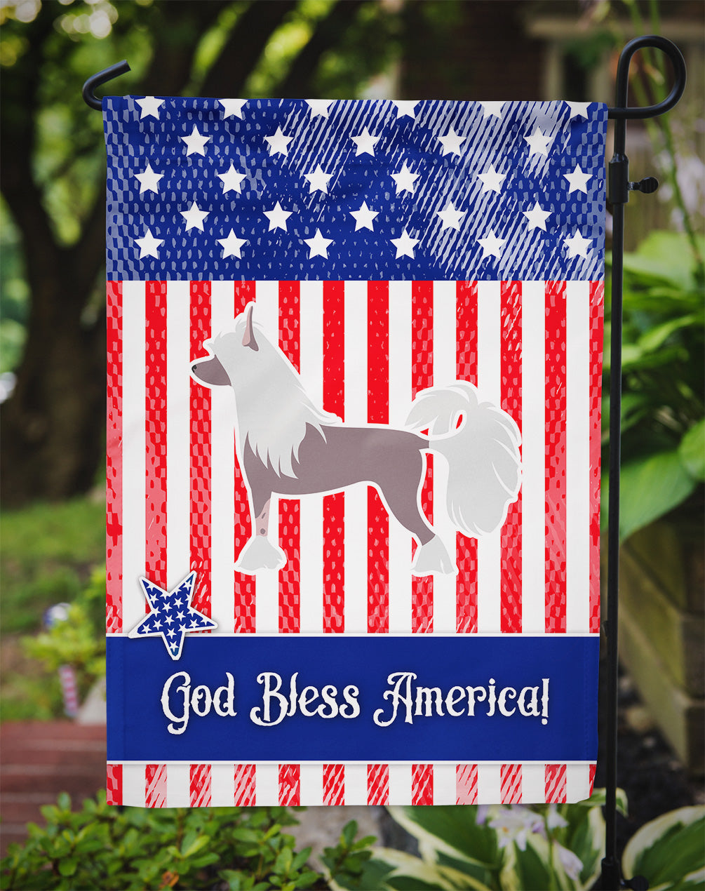 USA Patriotic Chinese Crested Flag Garden Size BB3343GF  the-store.com.