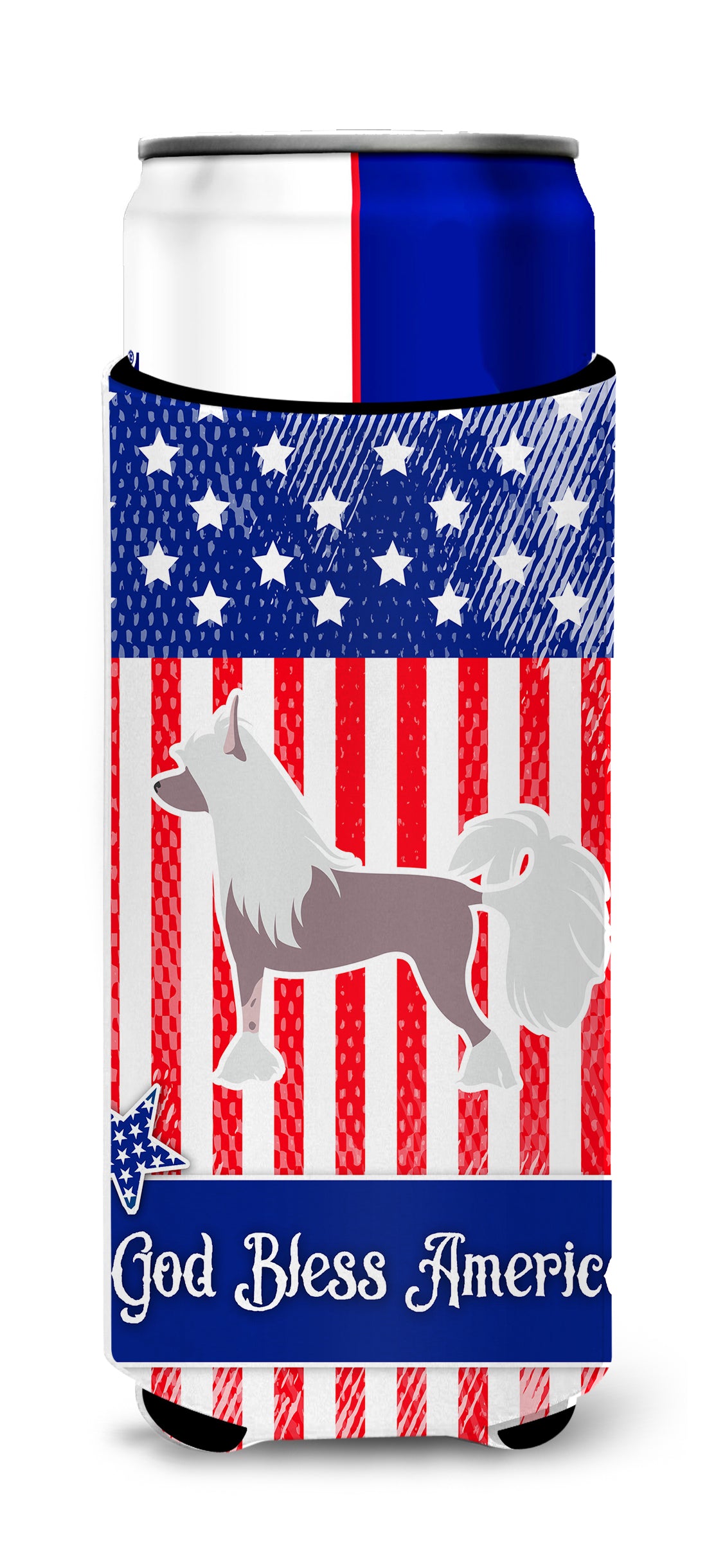 USA Patriotic Chinese Crested  Ultra Hugger for slim cans BB3343MUK