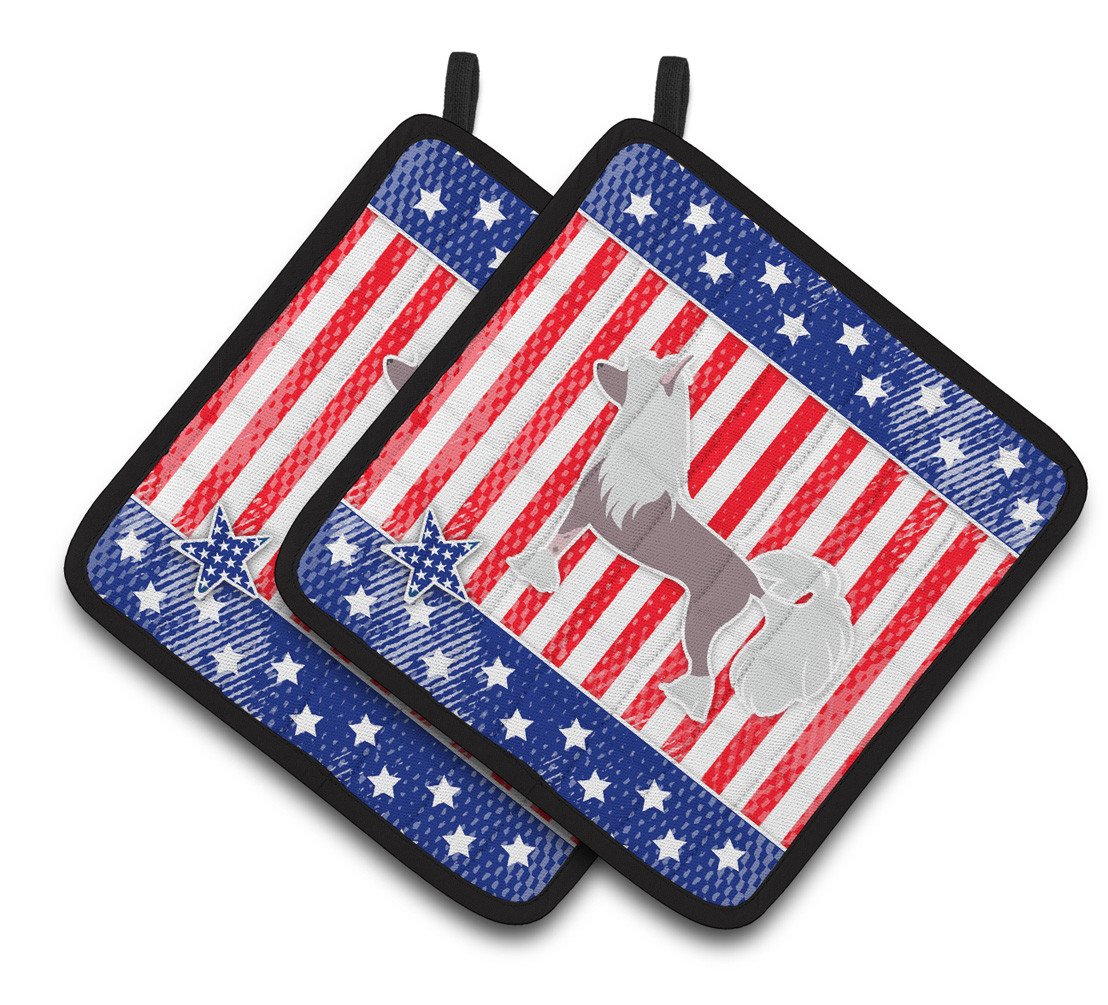 USA Patriotic Chinese Crested Pair of Pot Holders BB3343PTHD by Caroline&#39;s Treasures