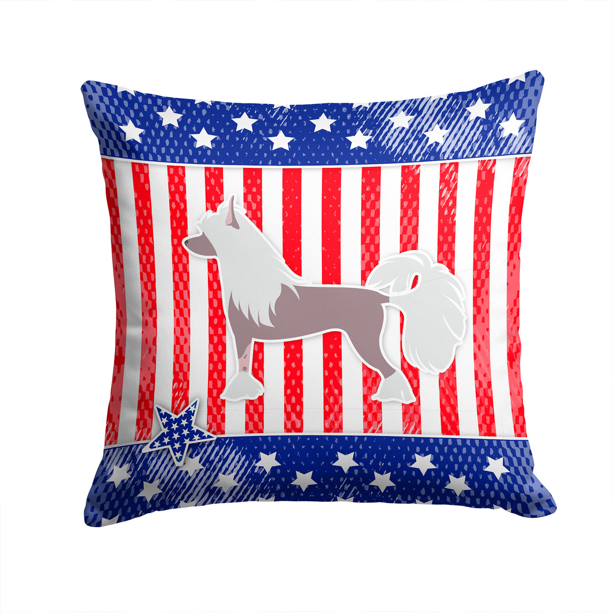 USA Patriotic Chinese Crested Fabric Decorative Pillow BB3343PW1414 - the-store.com