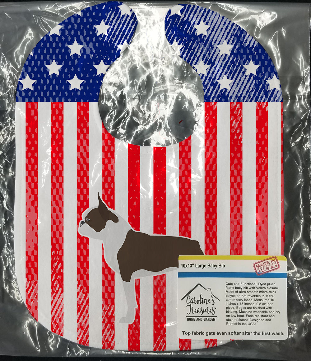 USA Patriotic Boston Terrier Baby Bib BB3344BIB - the-store.com