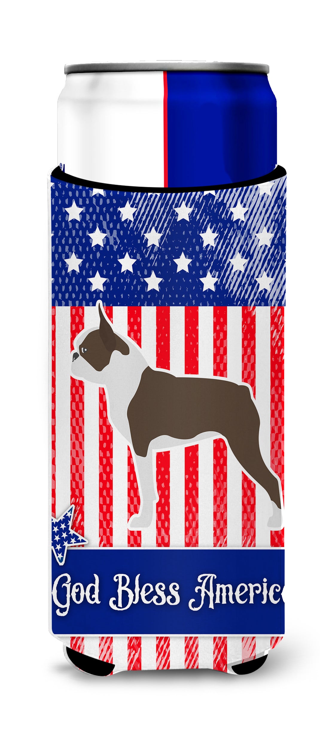 USA Patriotic Boston Terrier  Ultra Hugger for slim cans BB3344MUK