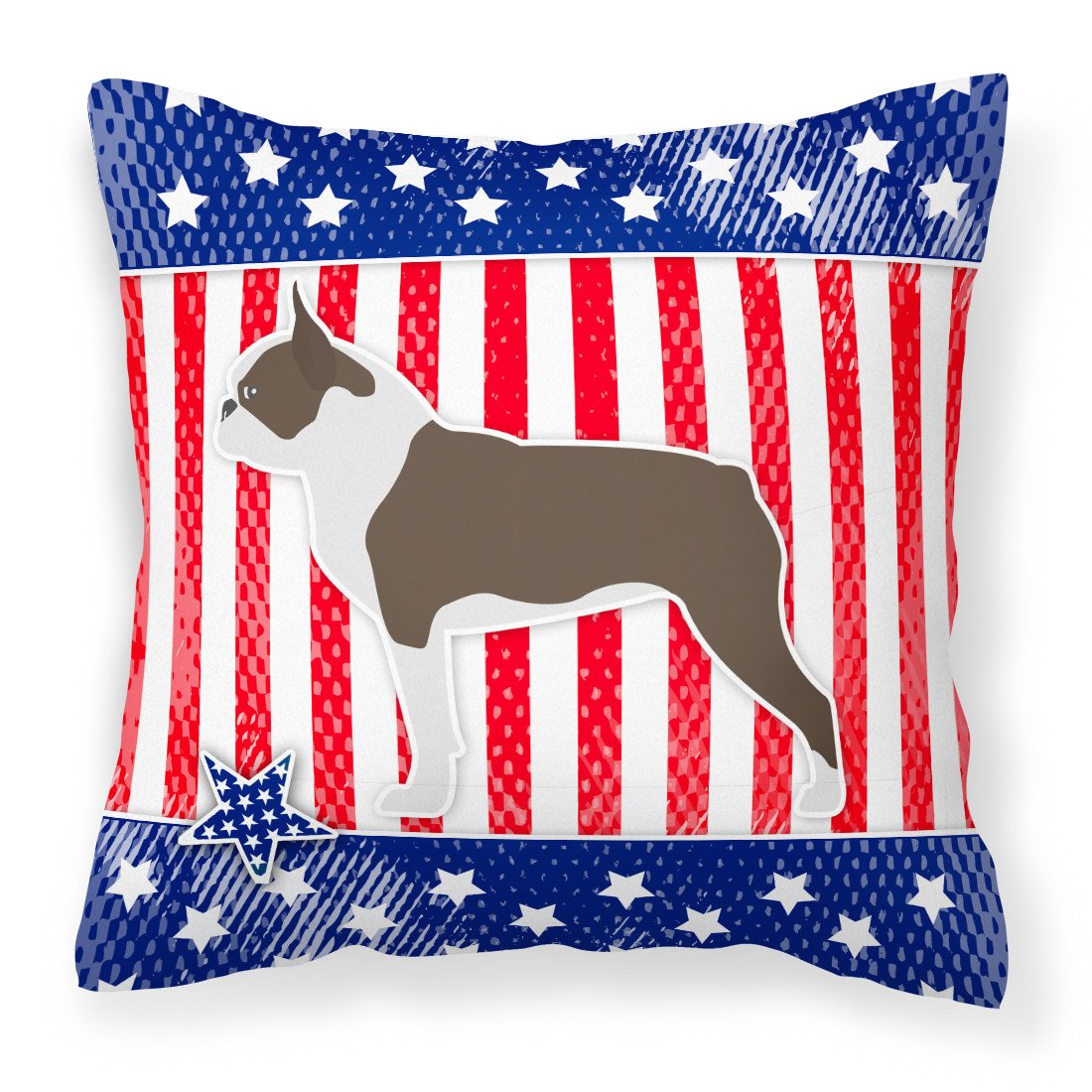 USA Patriotic Boston Terrier Fabric Decorative Pillow BB3344PW1818 by Caroline&#39;s Treasures
