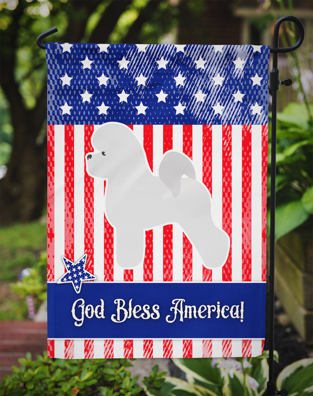 USA Patriotic Bichon Frise Flag Garden Size BB3345GF