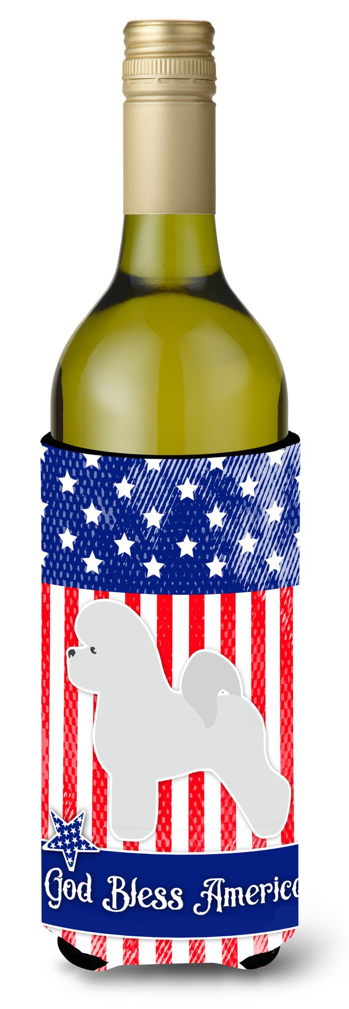 USA Patriotic Bichon Frise Wine Bottle Beverge Insulator Hugger BB3345LITERK by Caroline&#39;s Treasures