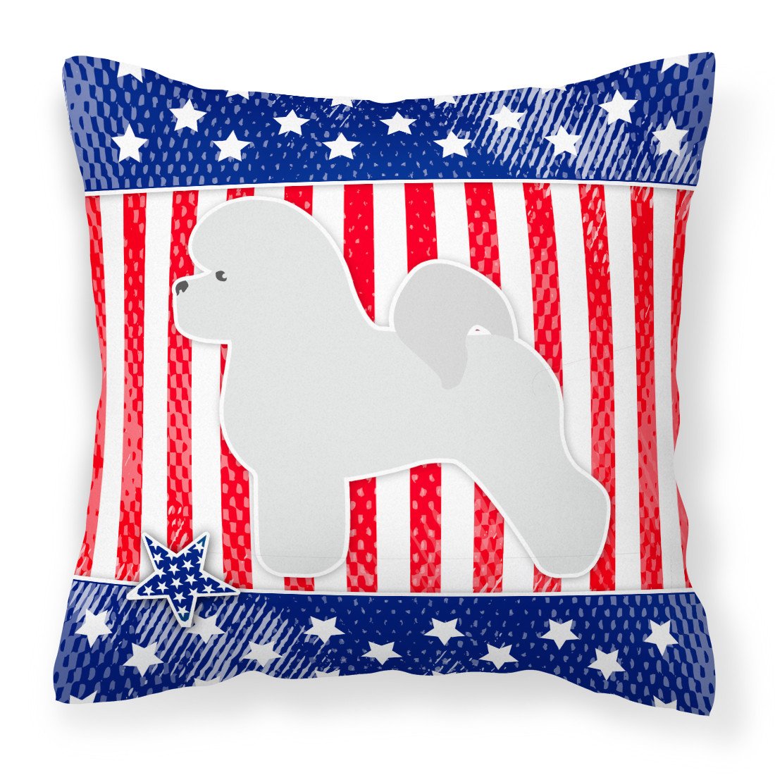 USA Patriotic Bichon Frise Fabric Decorative Pillow BB3345PW1818 by Caroline's Treasures