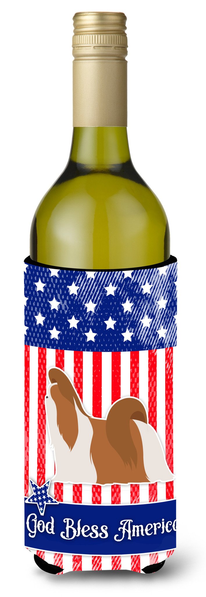 USA Patriotic Shih Tzu Wine Bottle Beverge Insulator Hugger BB3346LITERK by Caroline&#39;s Treasures