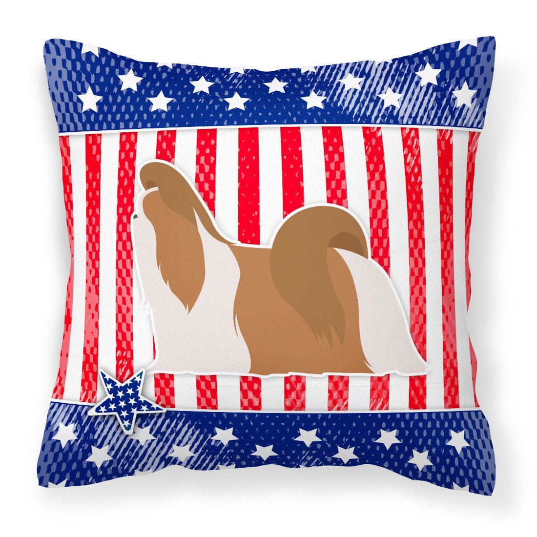 USA Patriotic Shih Tzu Fabric Decorative Pillow BB3346PW1818 by Caroline's Treasures