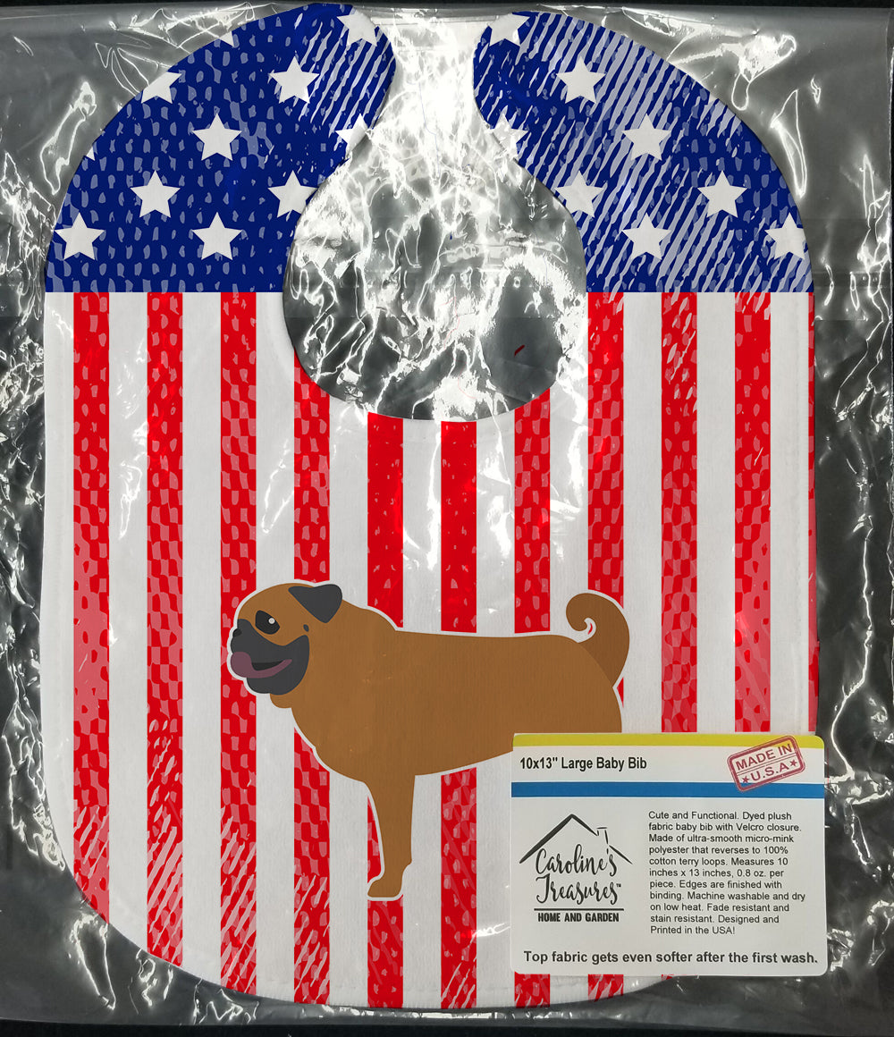 USA Patriotic Pug Baby Bib BB3347BIB - the-store.com