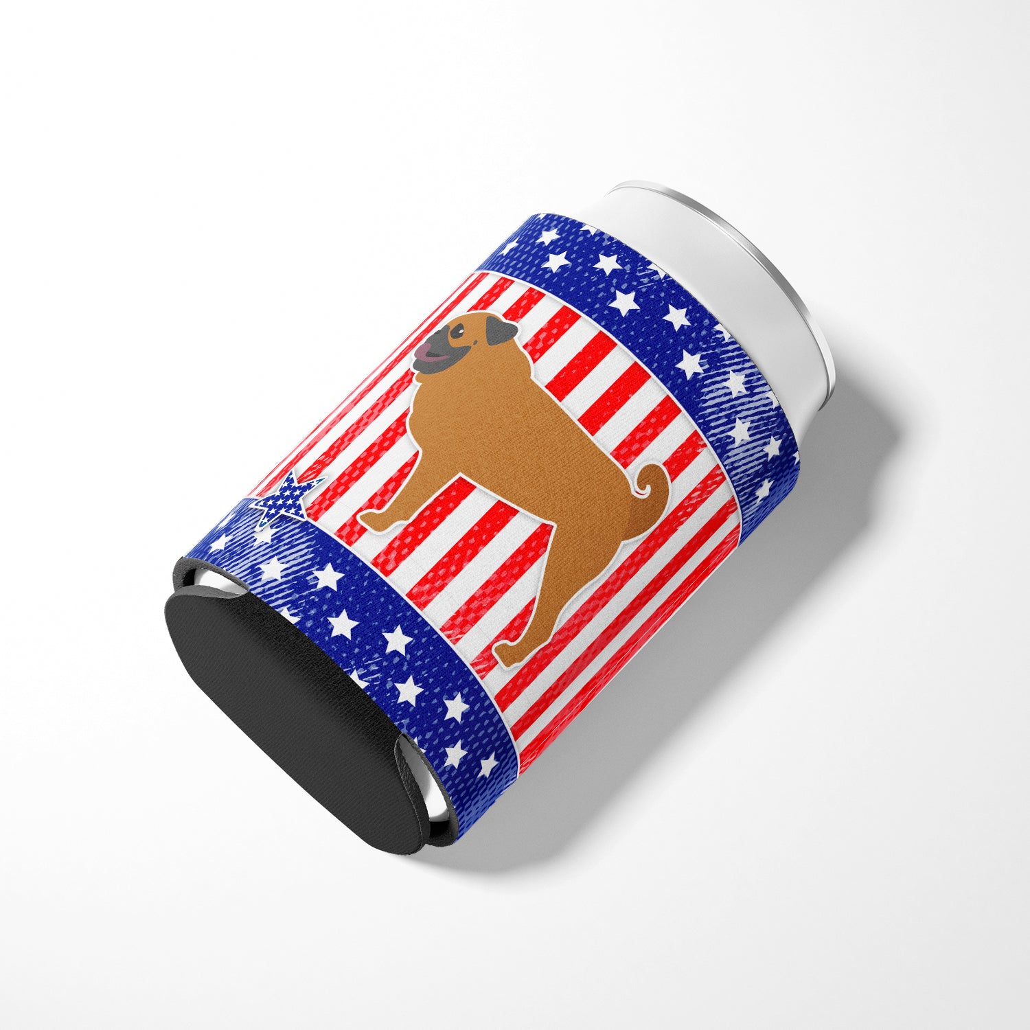 USA Patriotic Pug Can or Bottle Hugger BB3347CC
