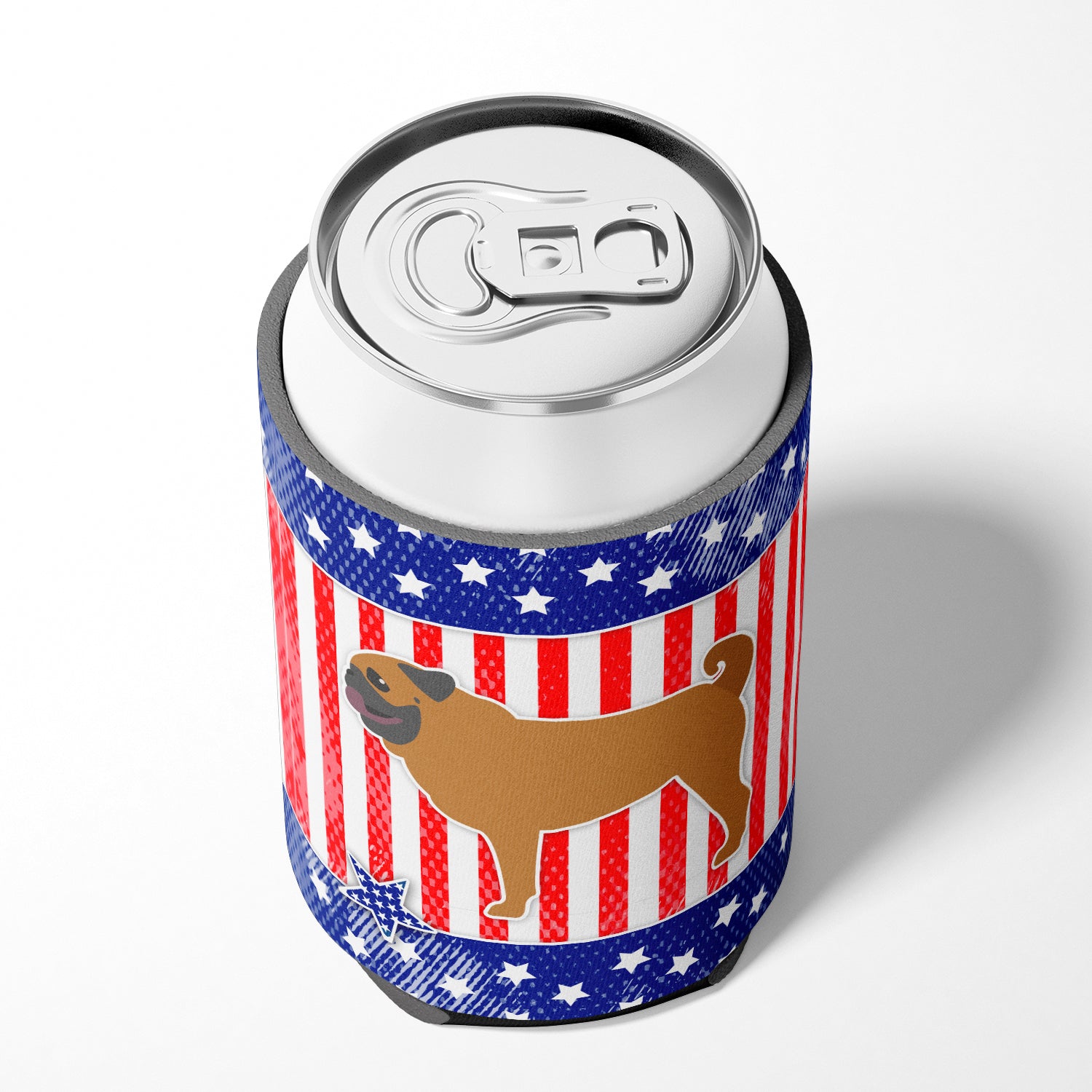 USA Patriotic Pug Can or Bottle Hugger BB3347CC  the-store.com.