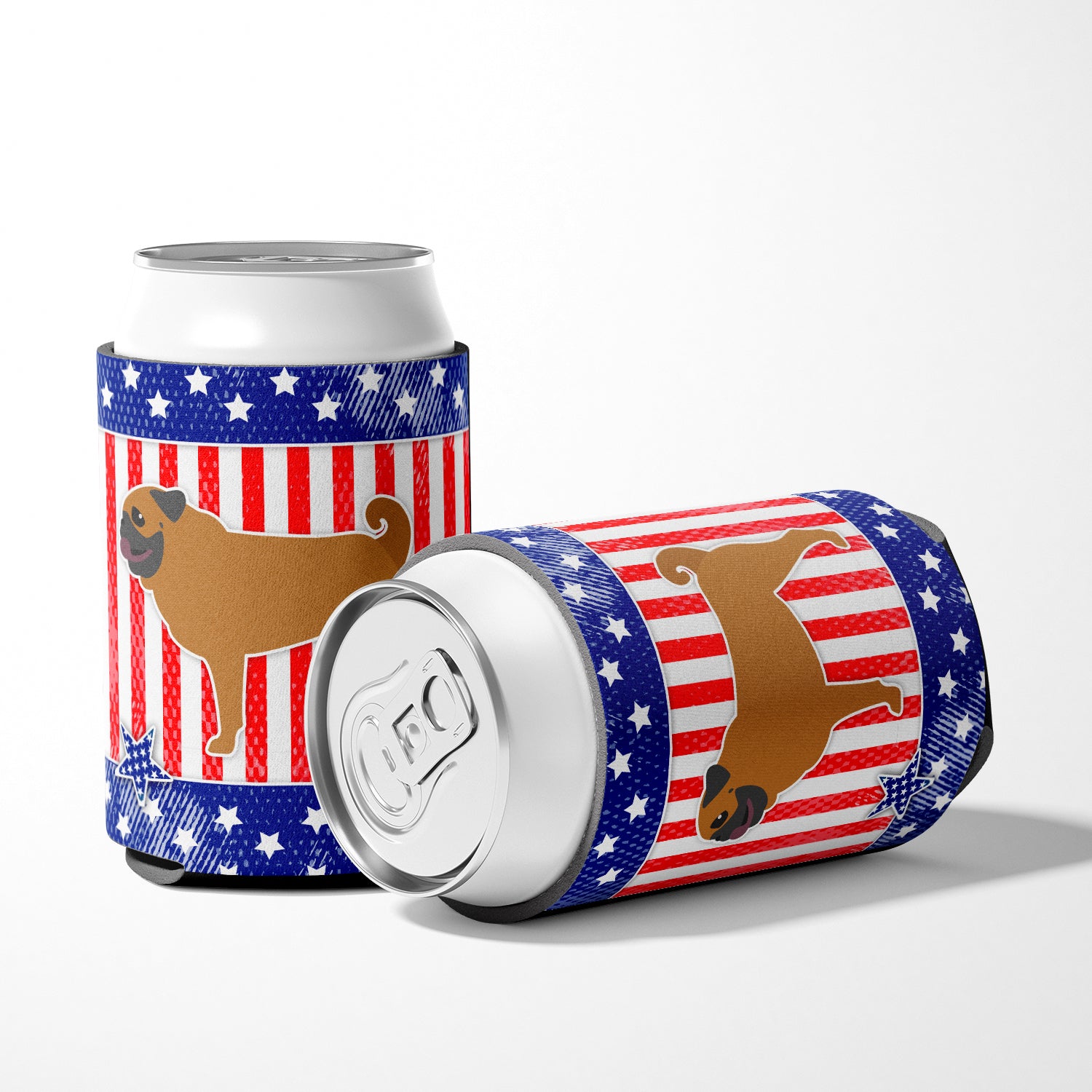USA Patriotic Pug Can or Bottle Hugger BB3347CC  the-store.com.