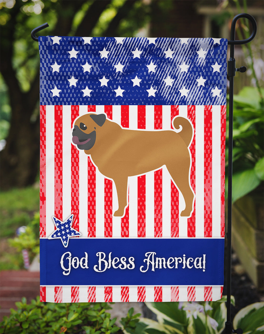 USA Patriotic Pug Flag Garden Size BB3347GF