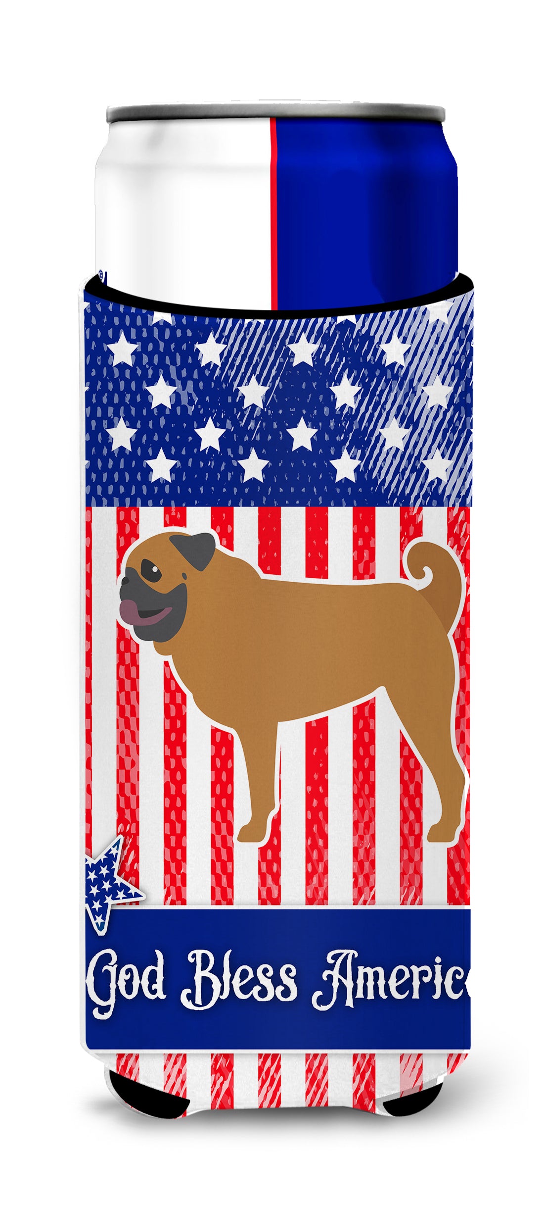 USA Patriotic Pug  Ultra Hugger for slim cans BB3347MUK  the-store.com.