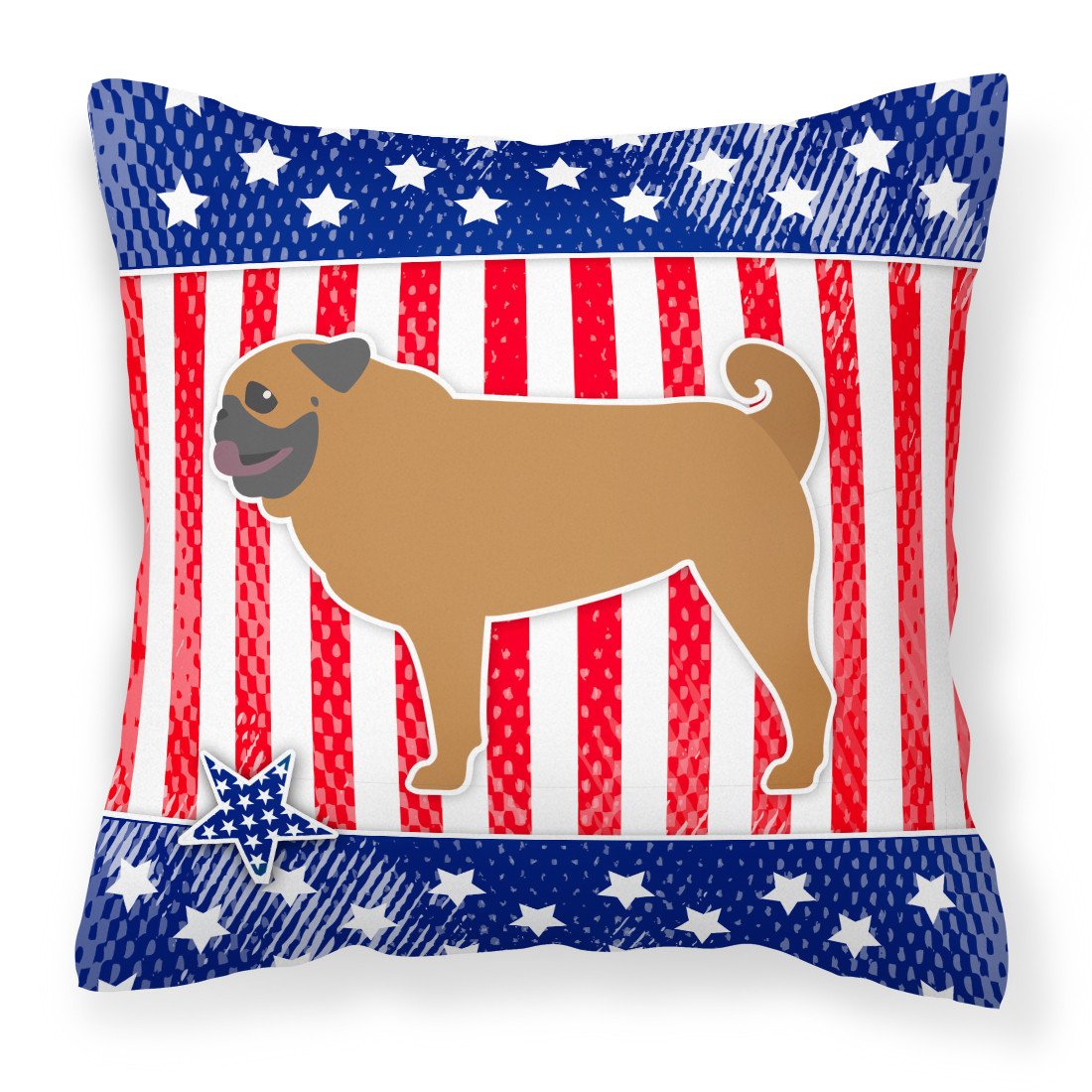 USA Patriotic Pug Fabric Decorative Pillow BB3347PW1818 by Caroline&#39;s Treasures