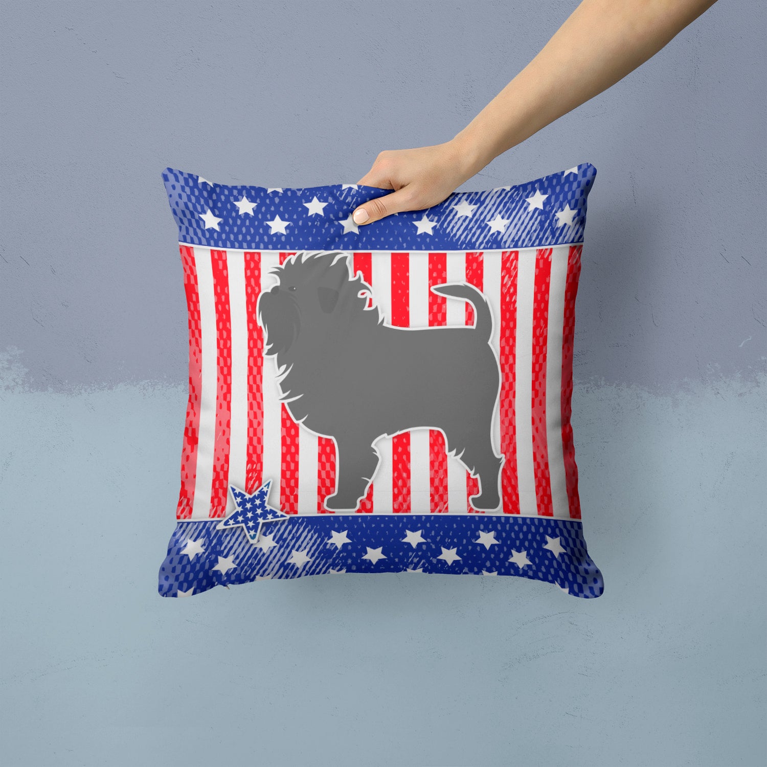 USA Patriotic Affenpinscher Fabric Decorative Pillow BB3348PW1414 - the-store.com