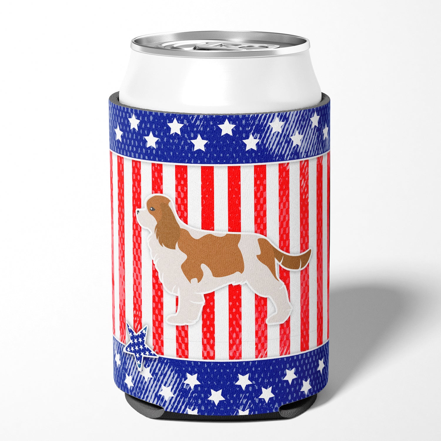 USA Patriotic Cavalier King Charles Spaniel Can or Bottle Hugger BB3349CC  the-store.com.