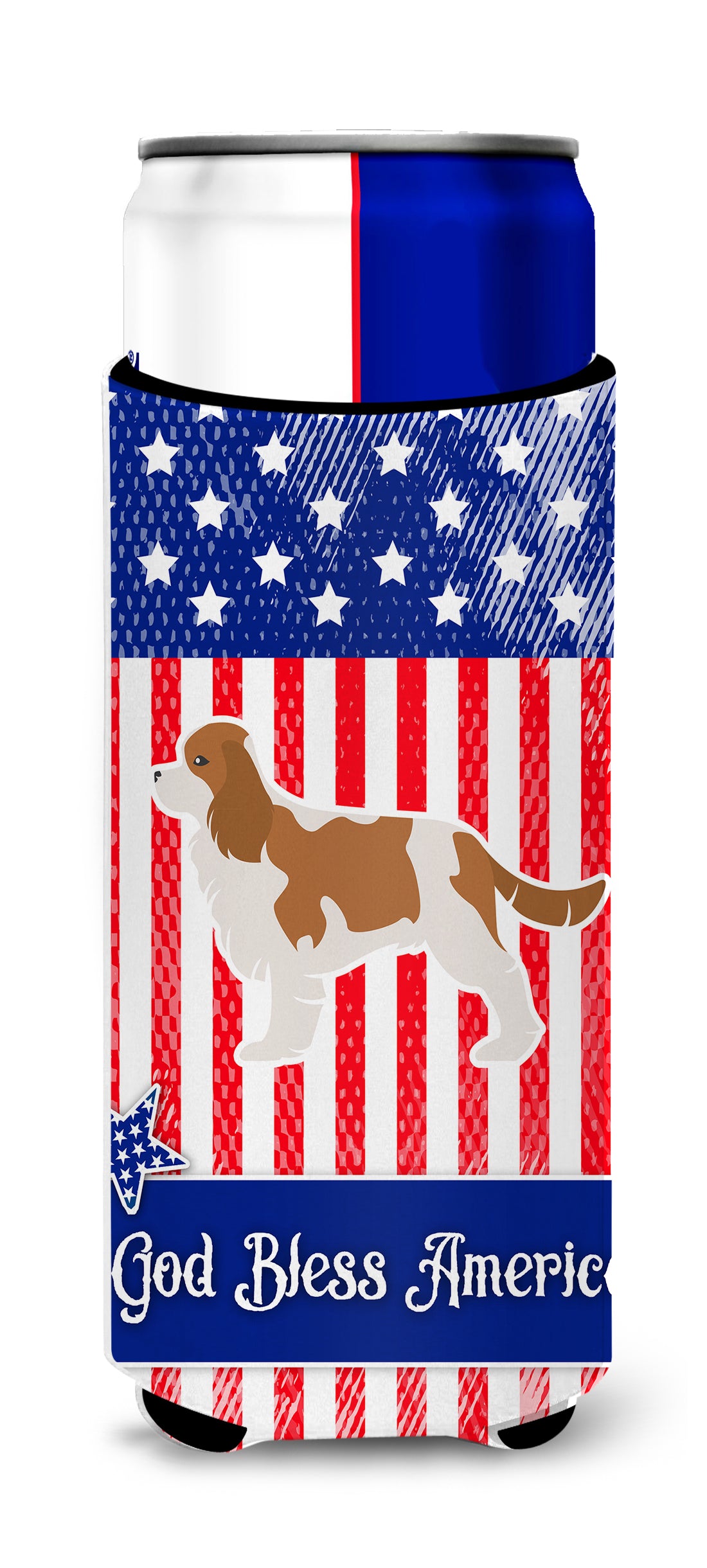 USA Patriotic Cavalier King Charles Spaniel  Ultra Hugger for slim cans BB3349MUK  the-store.com.