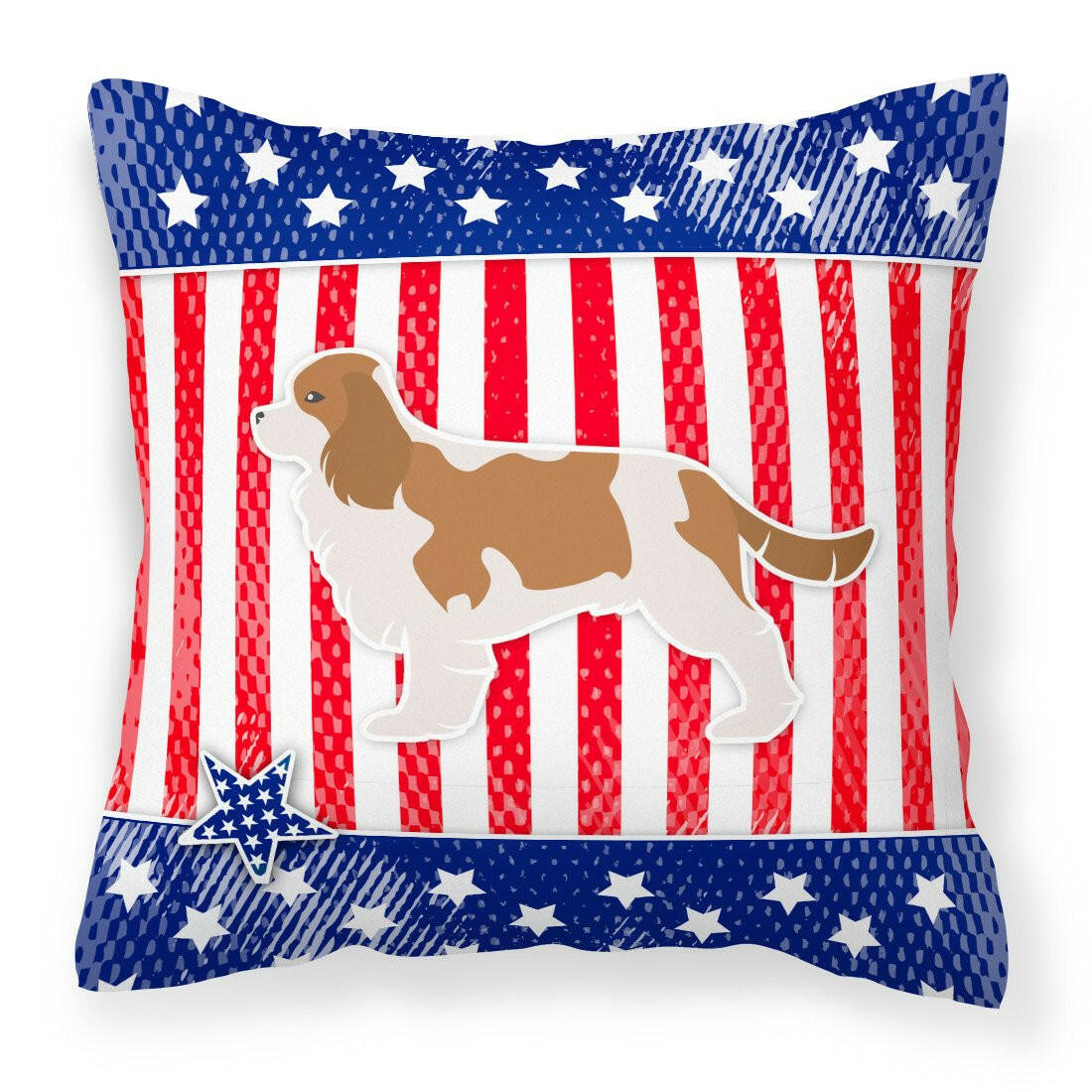 USA Patriotic Cavalier King Charles Spaniel Fabric Decorative Pillow BB3349PW1818 by Caroline&#39;s Treasures