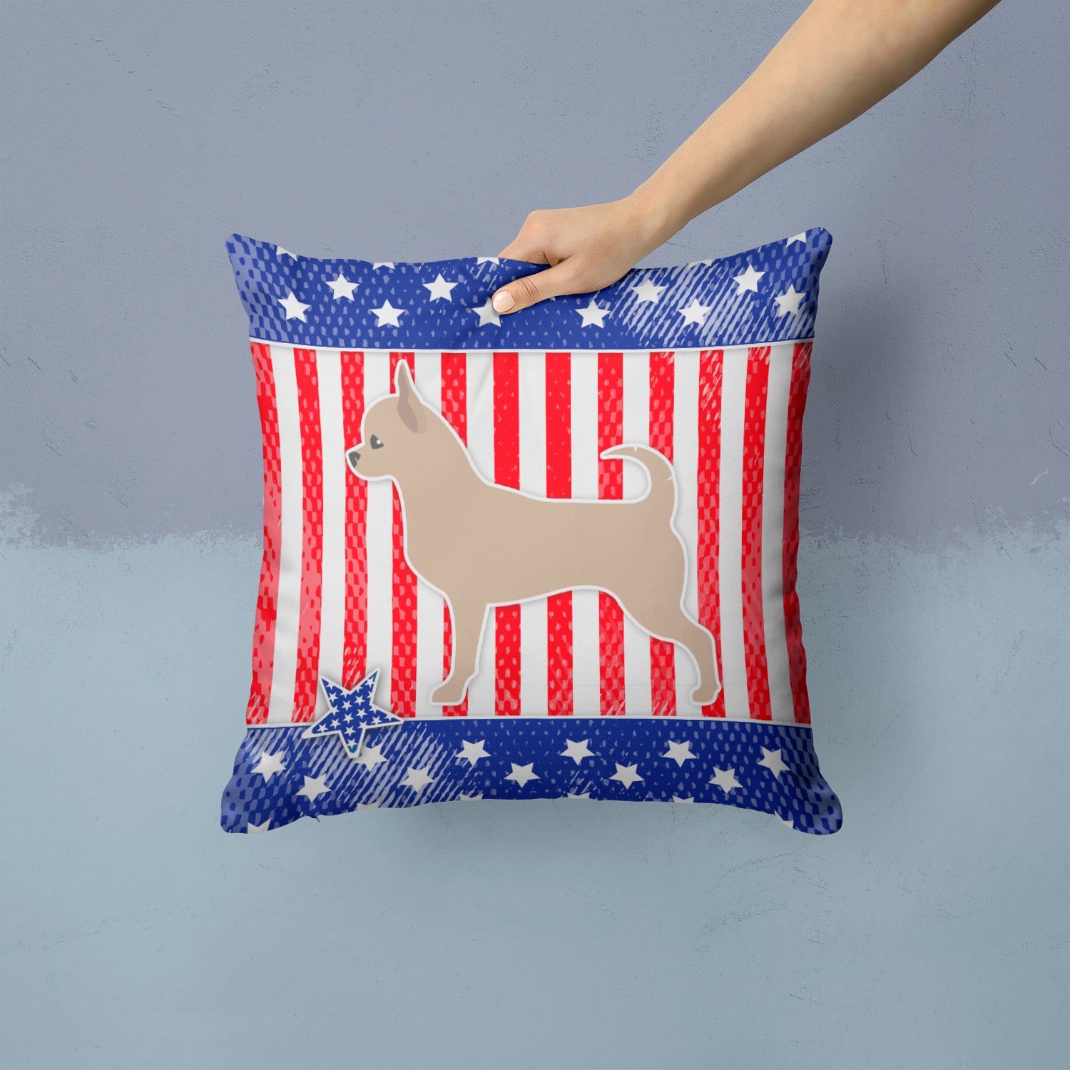 USA Patriotic Chihuahua Fabric Decorative Pillow BB3350PW1414 - the-store.com