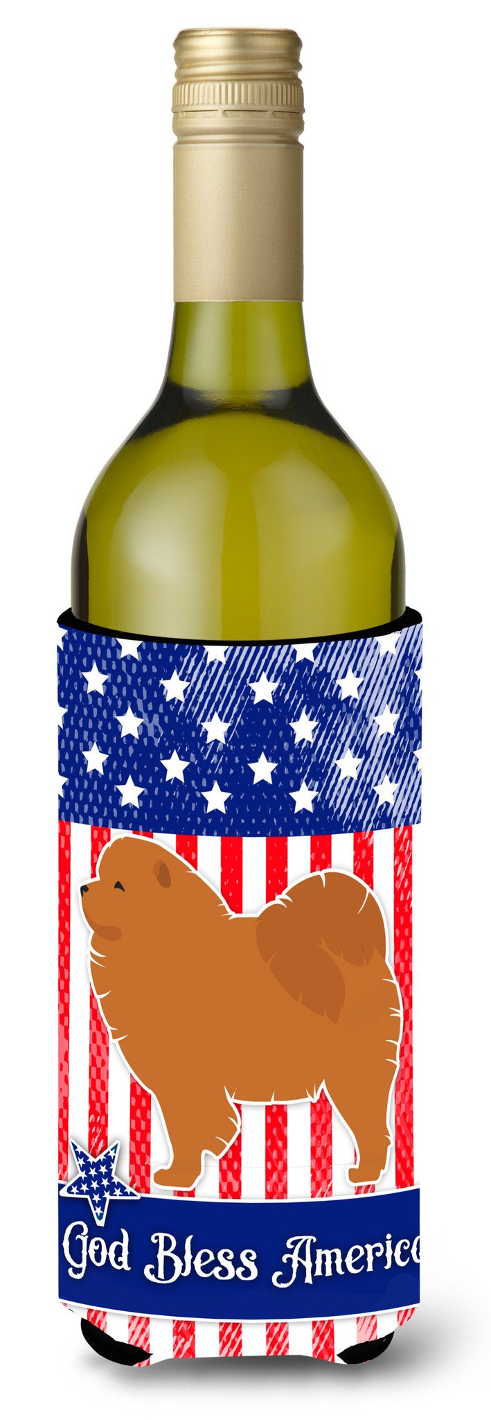 USA Patriotic Chow Chow Wine Bottle Beverge Insulator Hugger BB3351LITERK by Caroline&#39;s Treasures