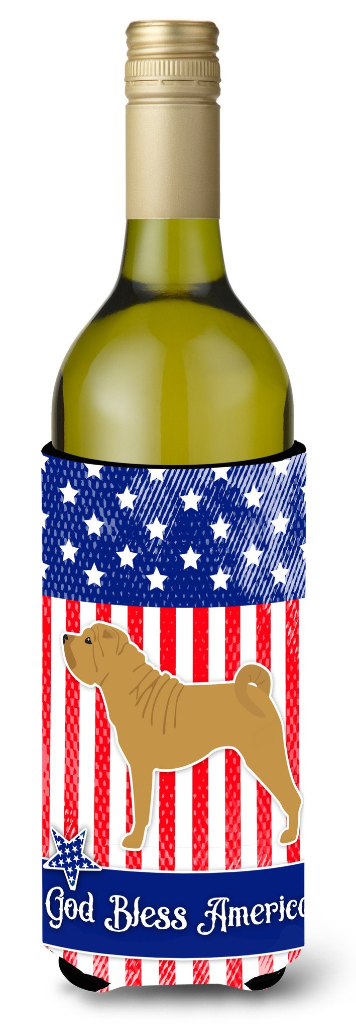 USA Patriotic Shar Pei Wine Bottle Beverge Insulator Hugger BB3352LITERK by Caroline&#39;s Treasures