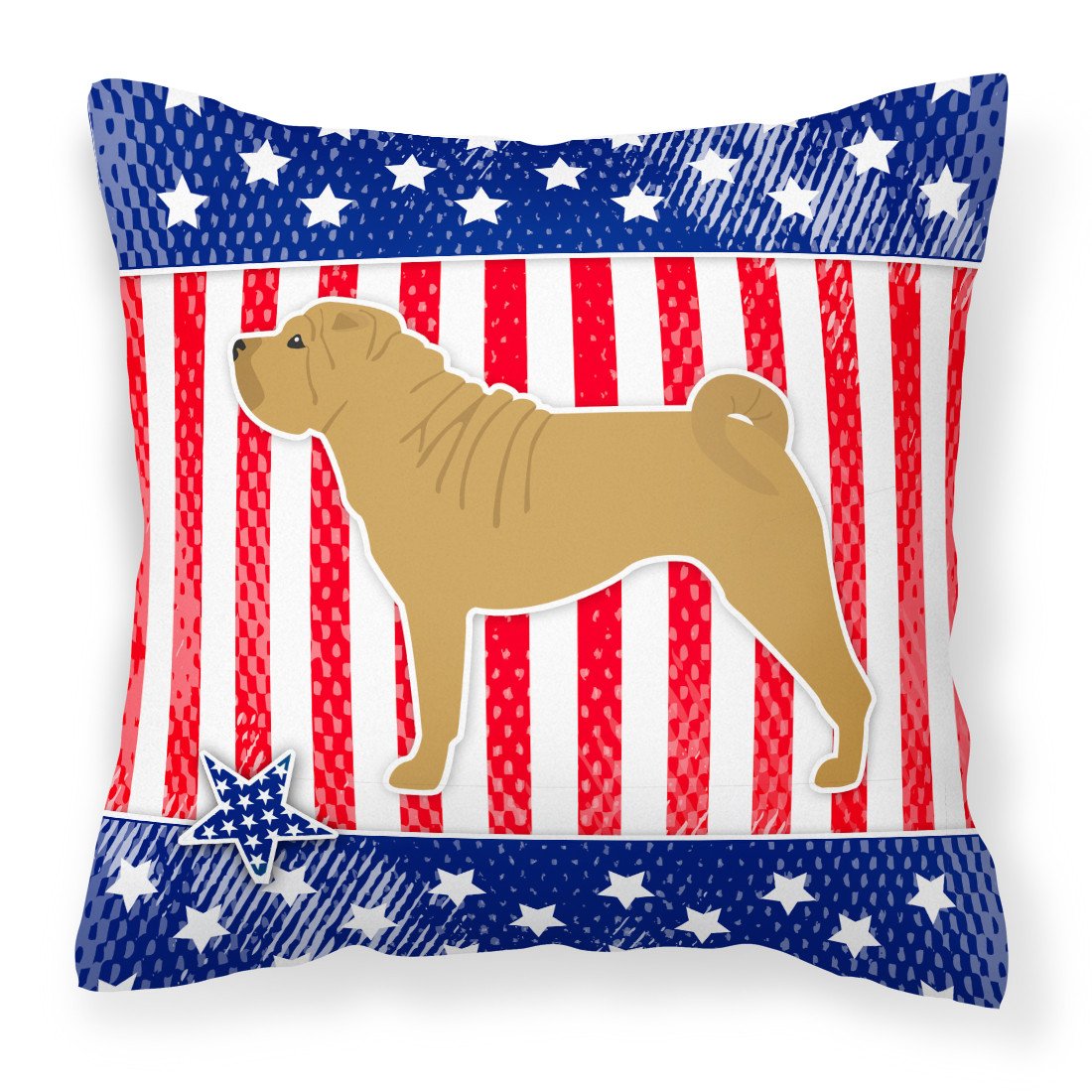 USA Patriotic Shar Pei Fabric Decorative Pillow BB3352PW1818 by Caroline&#39;s Treasures