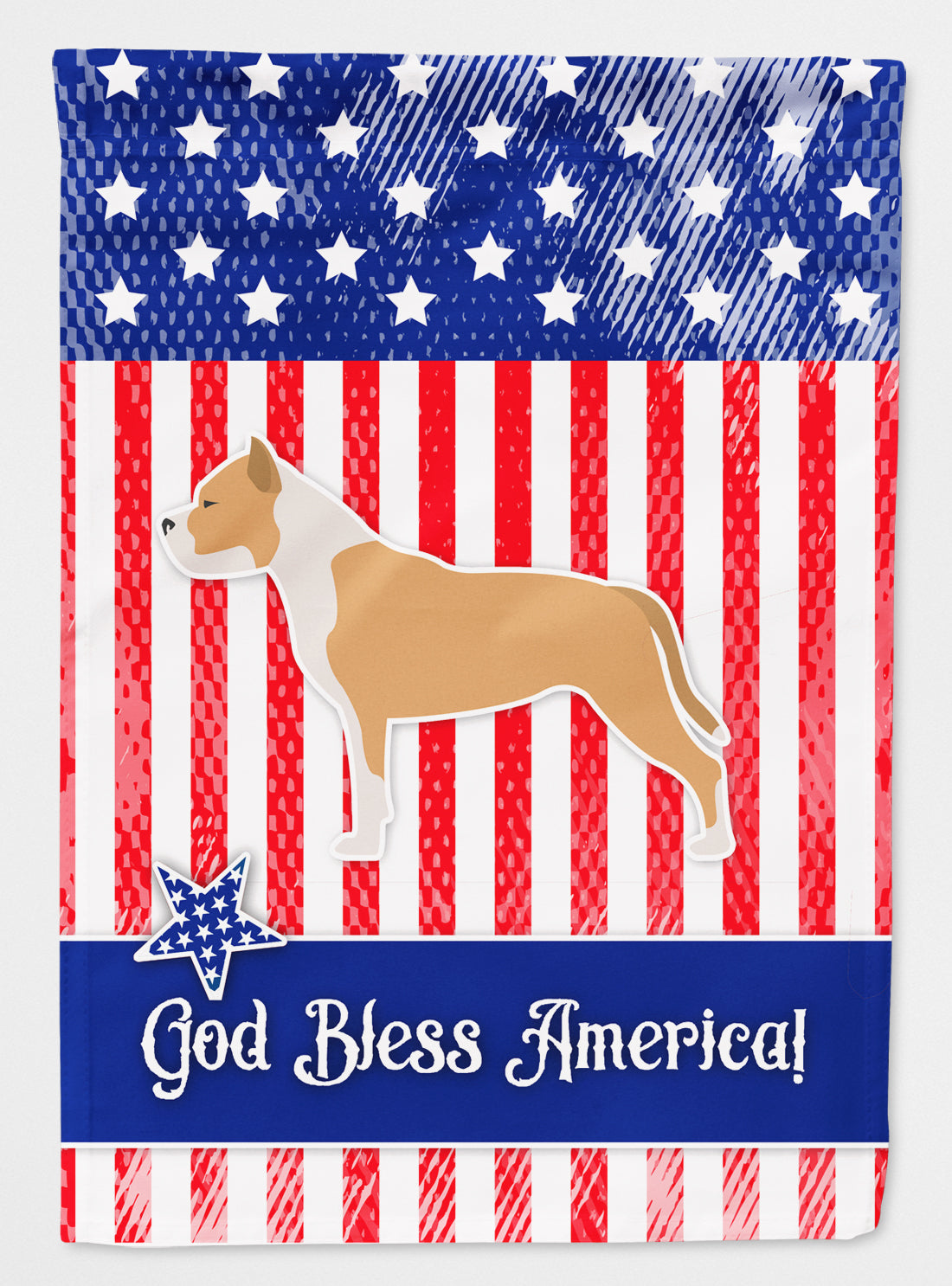 USA Patriotic Staffordshire Bull Terrier Flag Canvas House Size BB3354CHF