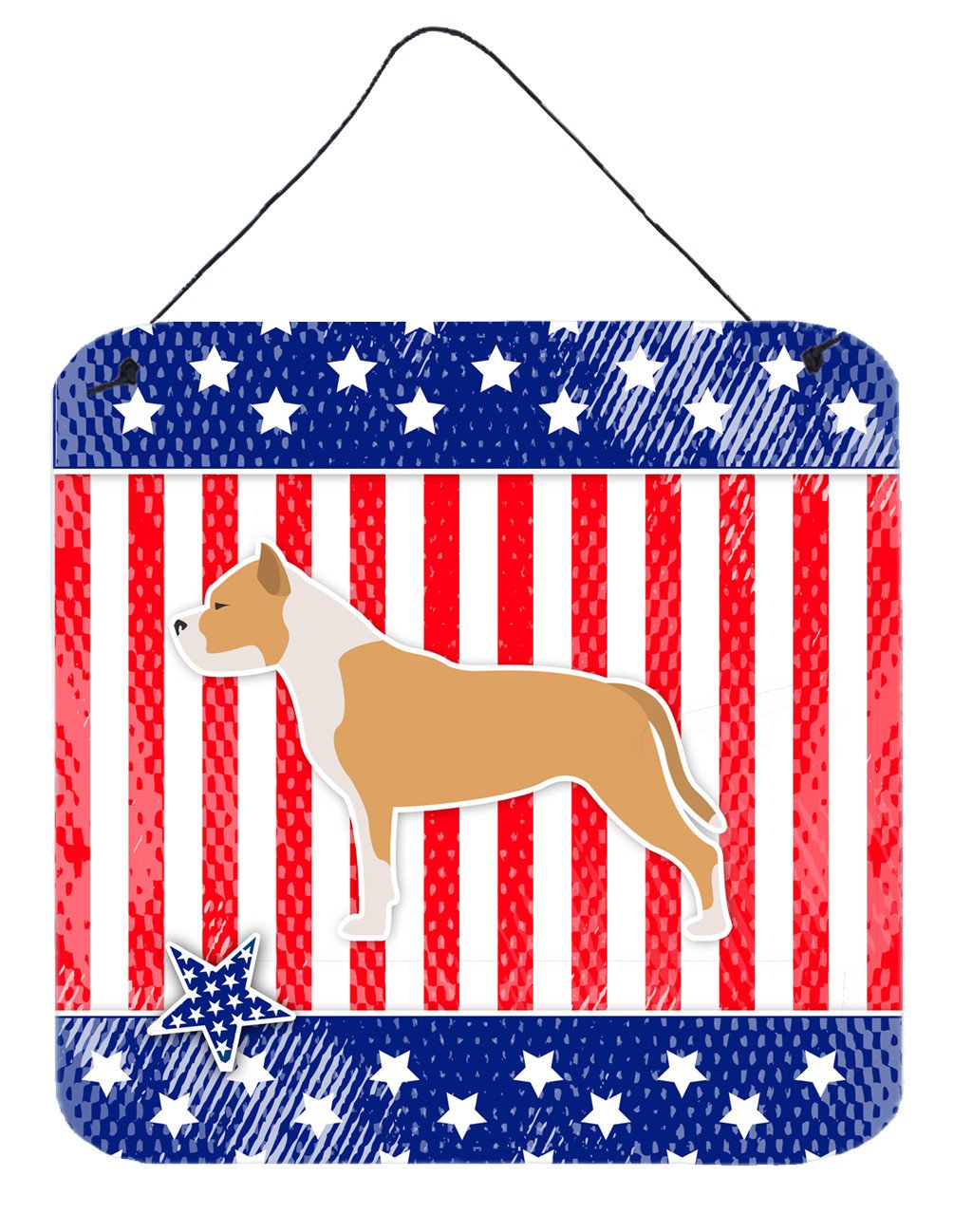 USA Patriotic Staffordshire Bull Terrier Wall or Door Hanging Prints BB3354DS66 by Caroline&#39;s Treasures