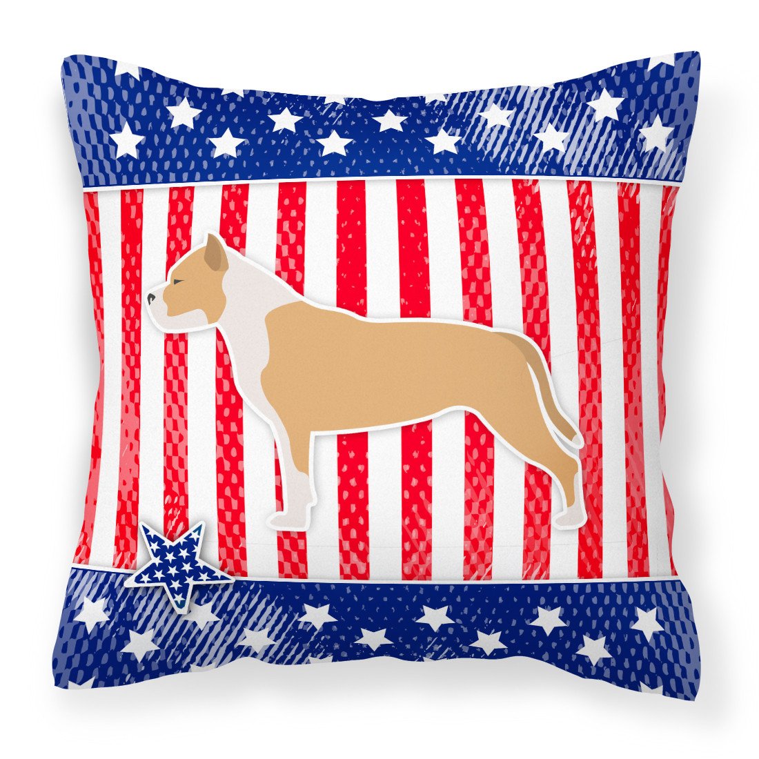 USA Patriotic Staffordshire Bull Terrier Fabric Decorative Pillow BB3354PW1818 by Caroline's Treasures