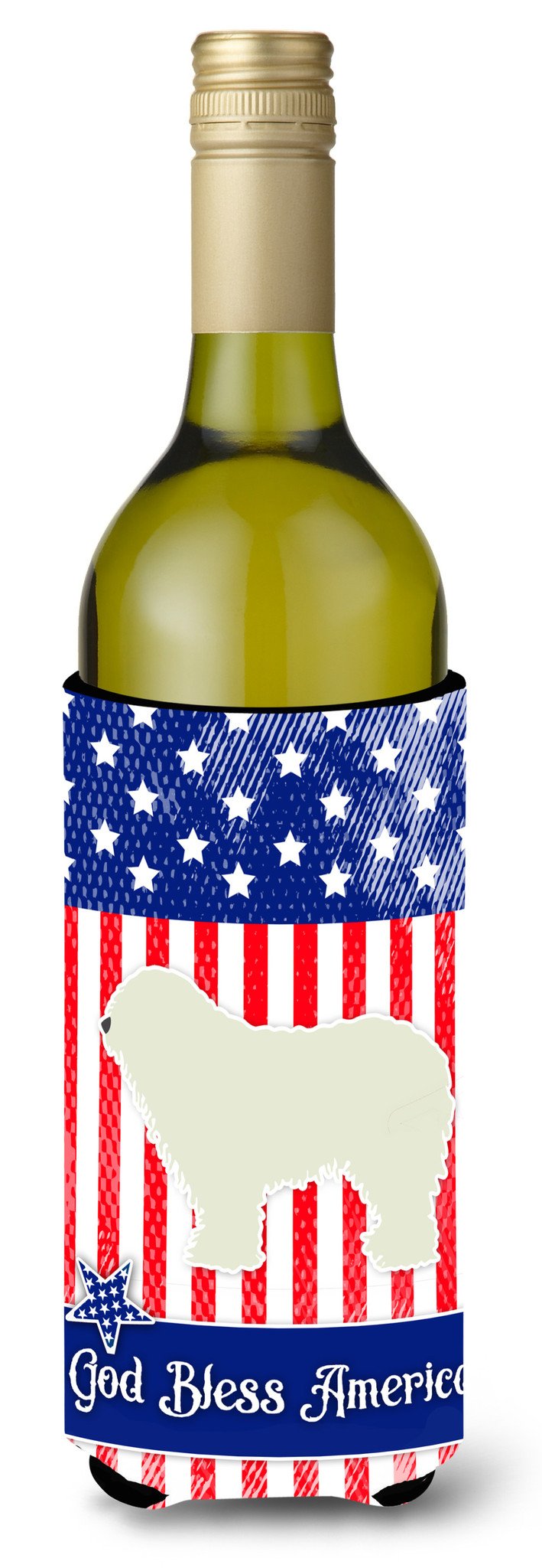 USA Patriotic Komondor Wine Bottle Beverge Insulator Hugger BB3355LITERK by Caroline&#39;s Treasures