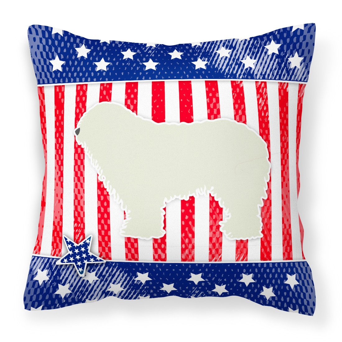 USA Patriotic Komondor Fabric Decorative Pillow BB3355PW1818 by Caroline&#39;s Treasures