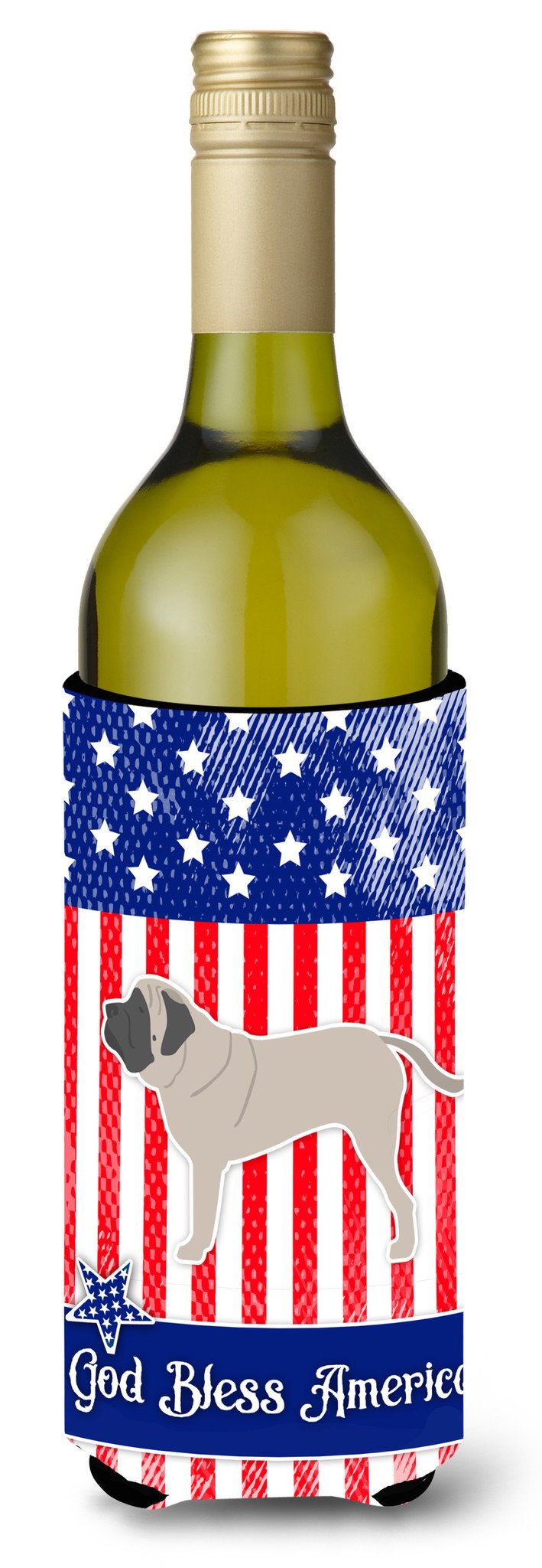 USA Patriotic English Mastiff Wine Bottle Beverge Insulator Hugger BB3356LITERK by Caroline&#39;s Treasures