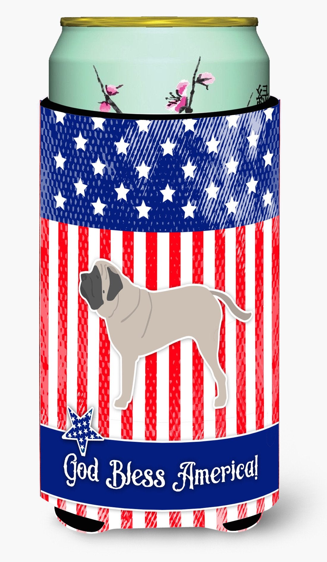 USA Patriotic English Mastiff Tall Boy Beverage Insulator Hugger BB3356TBC by Caroline&#39;s Treasures