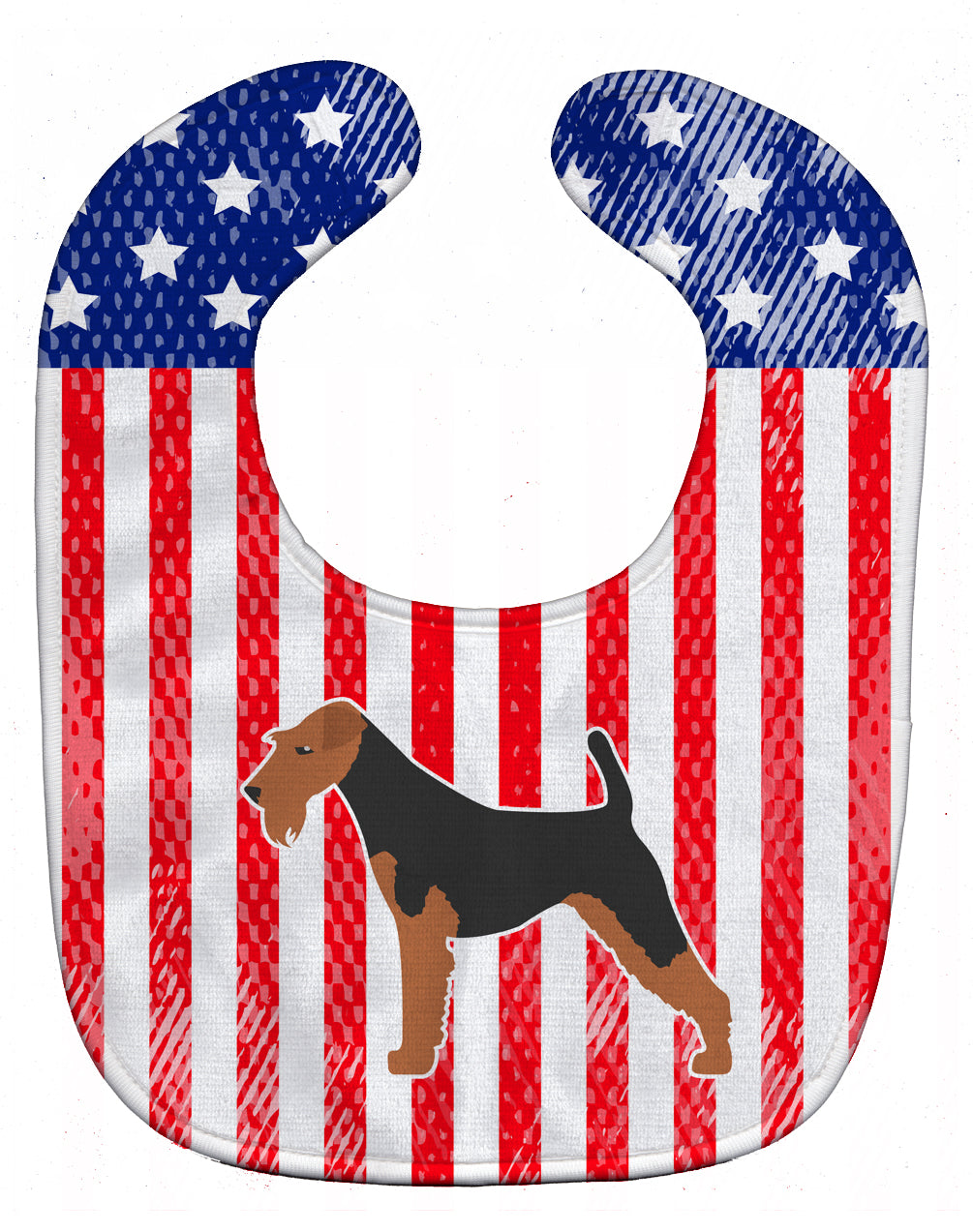 USA Patriotic Airedale Terrier Baby Bib BB3357BIB - the-store.com