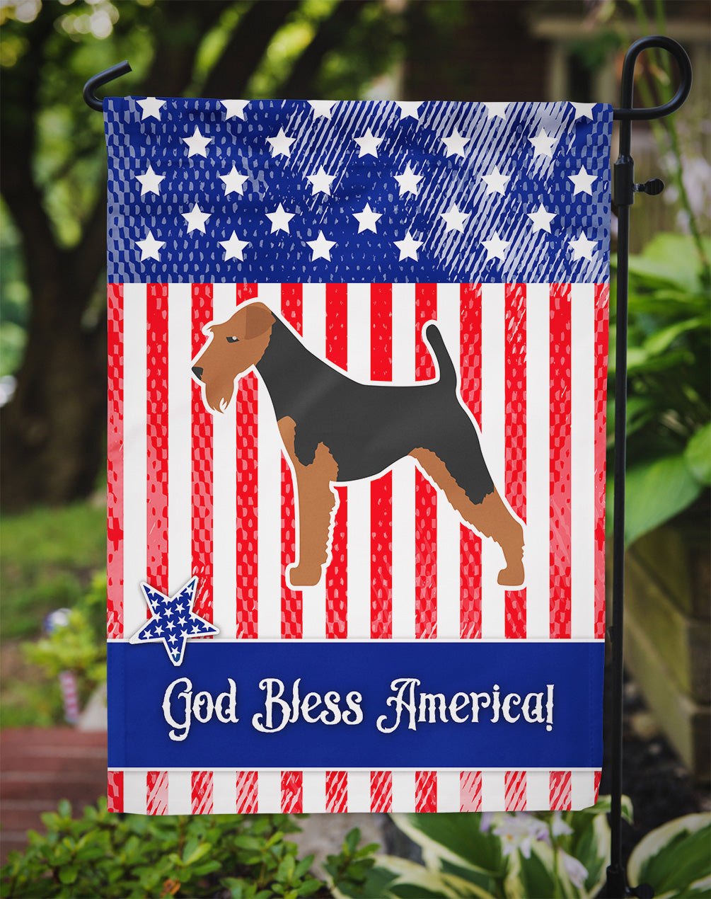 USA Patriotic Airedale Terrier Flag Garden Size BB3357GF  the-store.com.
