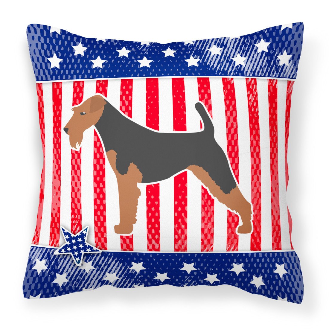 USA Patriotic Airedale Terrier Fabric Decorative Pillow BB3357PW1818 by Caroline&#39;s Treasures
