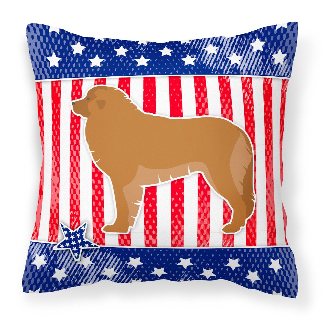 USA Patriotic Leonberger Fabric Decorative Pillow BB3358PW1818 by Caroline&#39;s Treasures