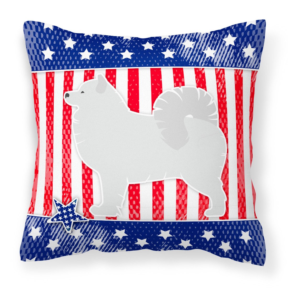 USA Patriotic Samoyed Fabric Decorative Pillow BB3359PW1818 by Caroline&#39;s Treasures