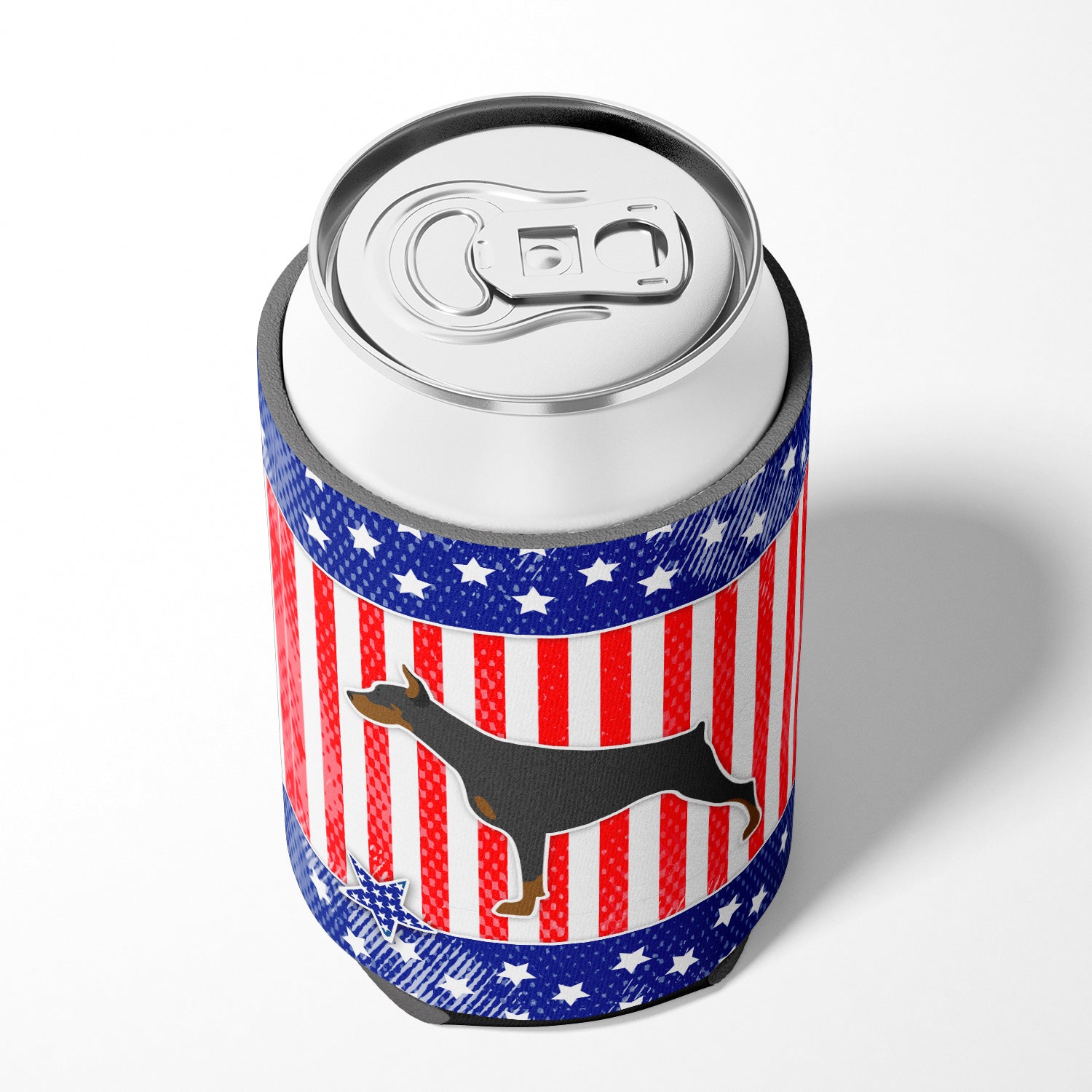 USA Patriotic Doberman Pinscher Can or Bottle Hugger BB3360CC