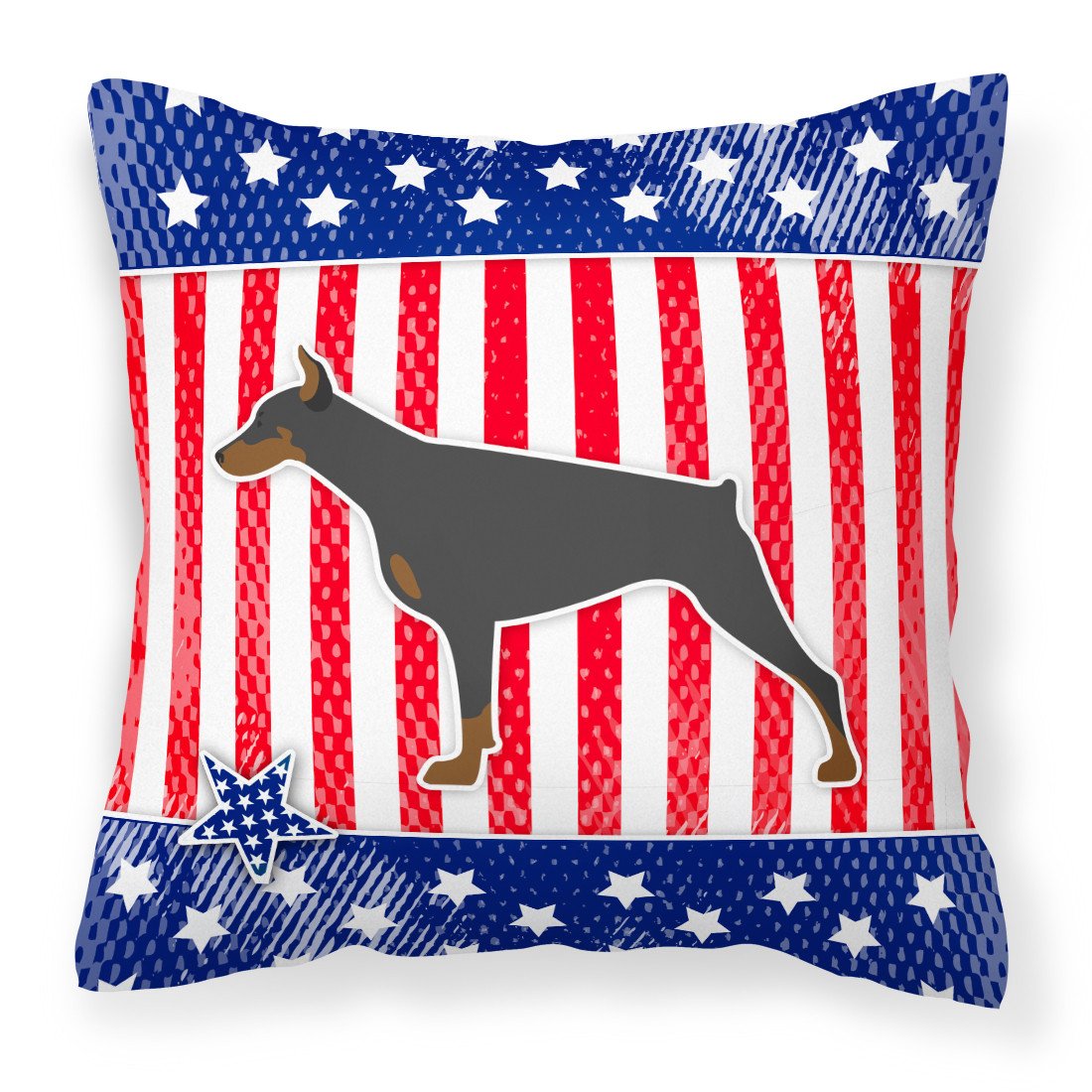 USA Patriotic Doberman Pinscher Fabric Decorative Pillow BB3360PW1818 by Caroline&#39;s Treasures