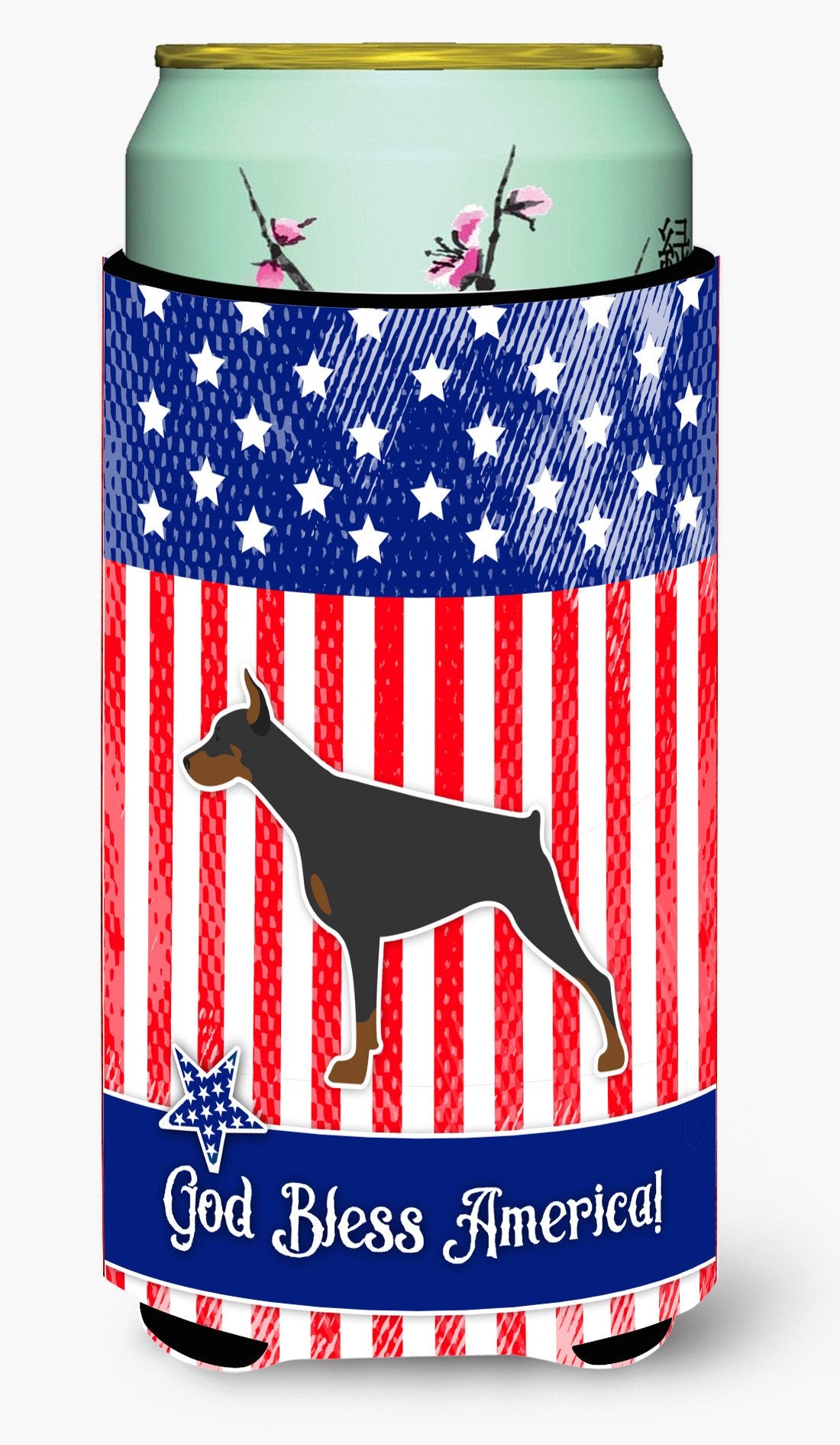 USA Patriotic Doberman Pinscher Tall Boy Beverage Insulator Hugger BB3360TBC by Caroline&#39;s Treasures