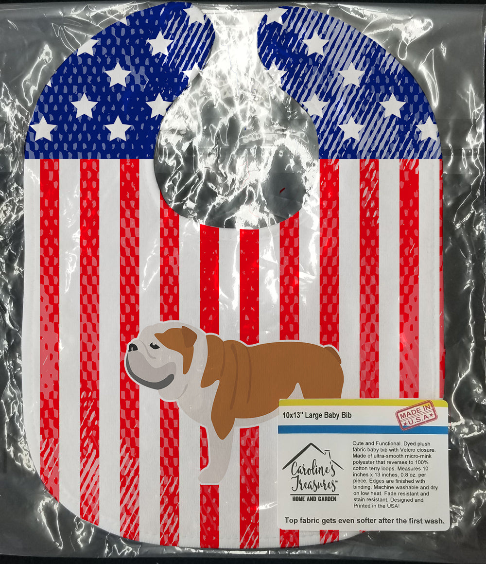 USA Patriotic English Bulldog Baby Bib BB3362BIB - the-store.com