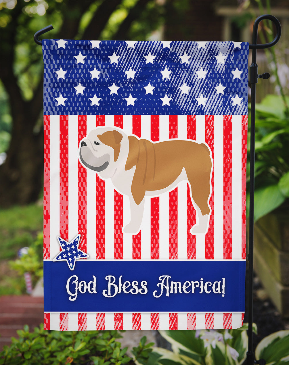USA Patriotic English Bulldog Flag Garden Size BB3362GF  the-store.com.
